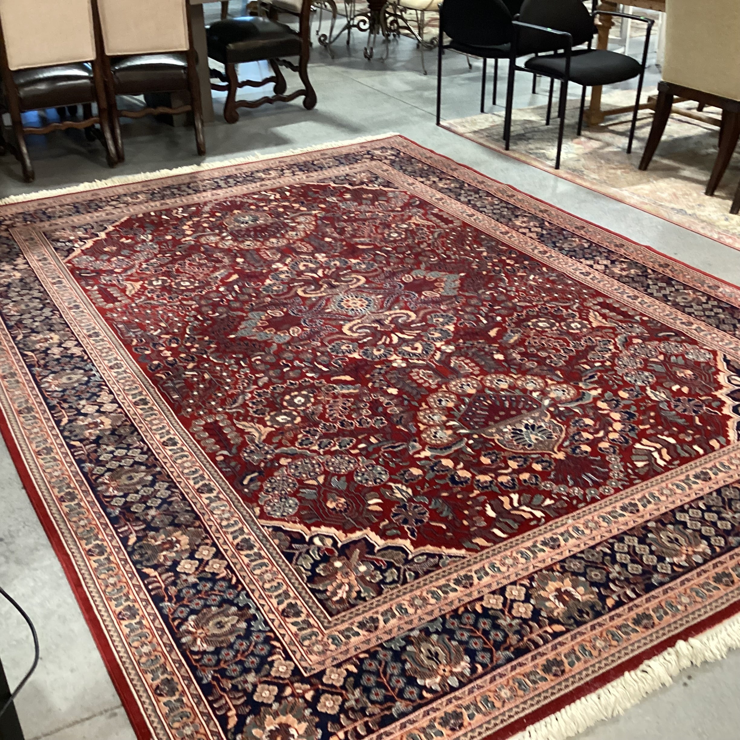 Foreign Accents Rug Gallery Red Navy Ornate Floral with Border & Fringe Rug 8'2"x 11'5"