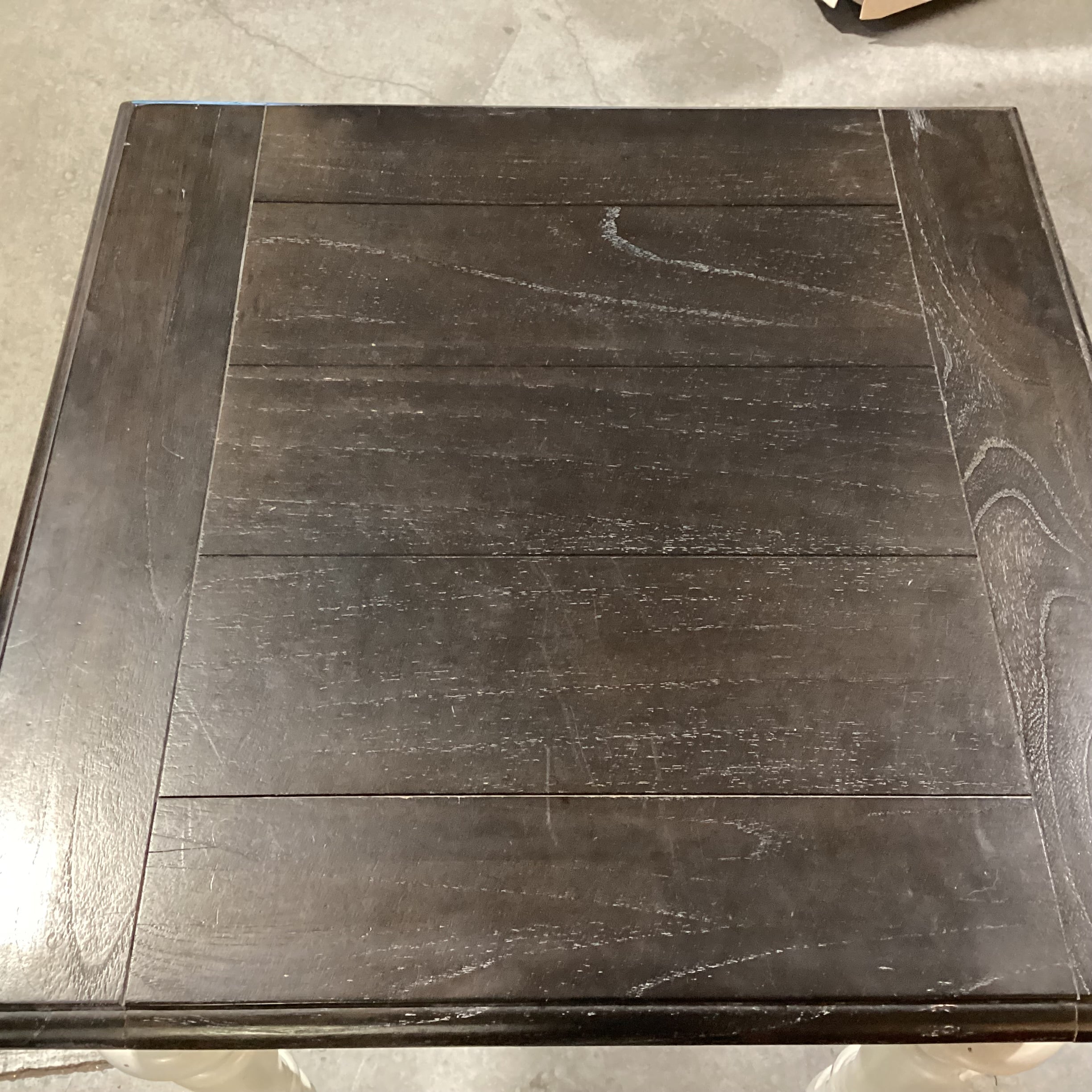 Dark & Ivory 2 Tone Finish Wood with Center Pullout End Table 24"x 24"x 24.5"