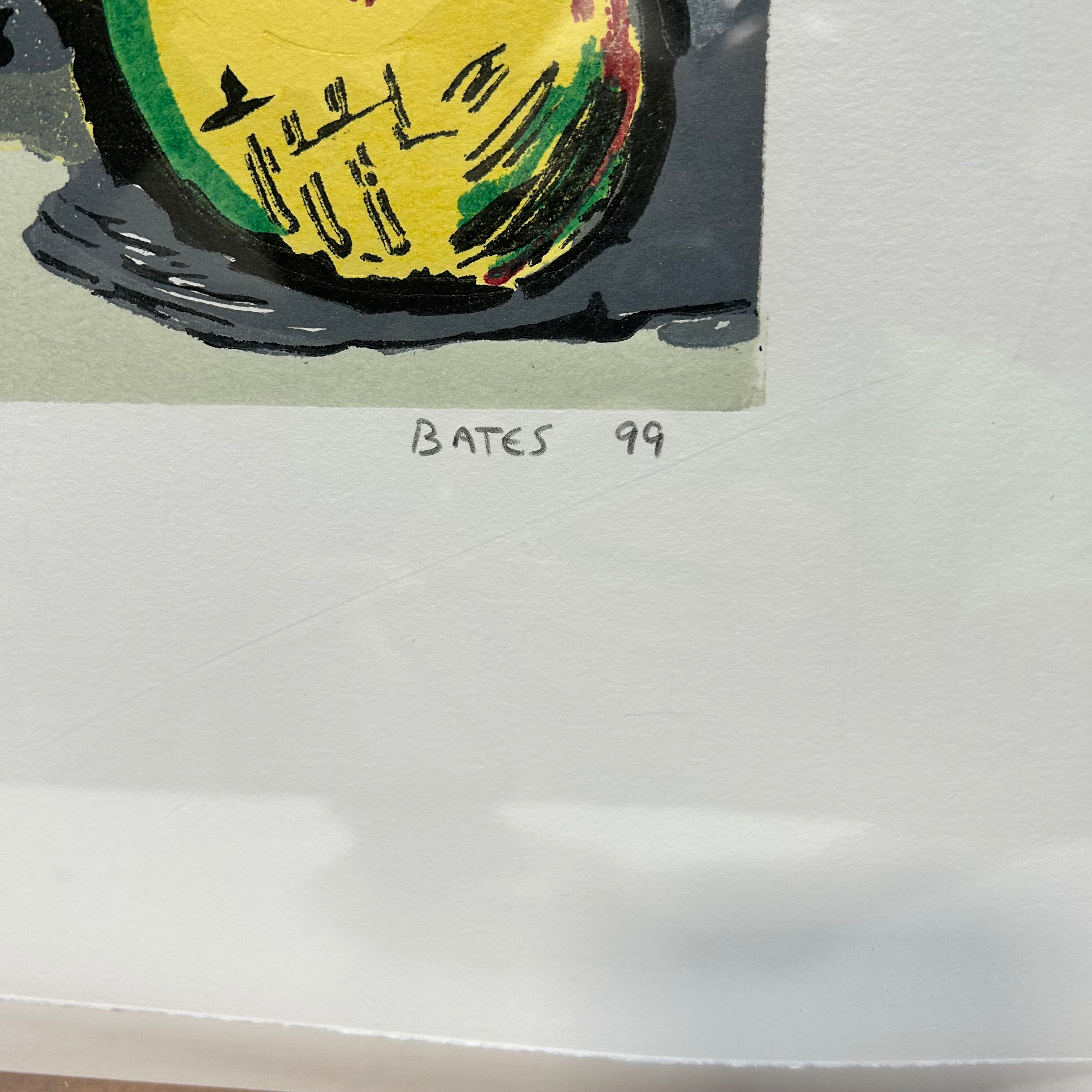 David Bates "White Roses" 4/18 SilkScreen Signed With Award Plaque Below 26"x 31.5"