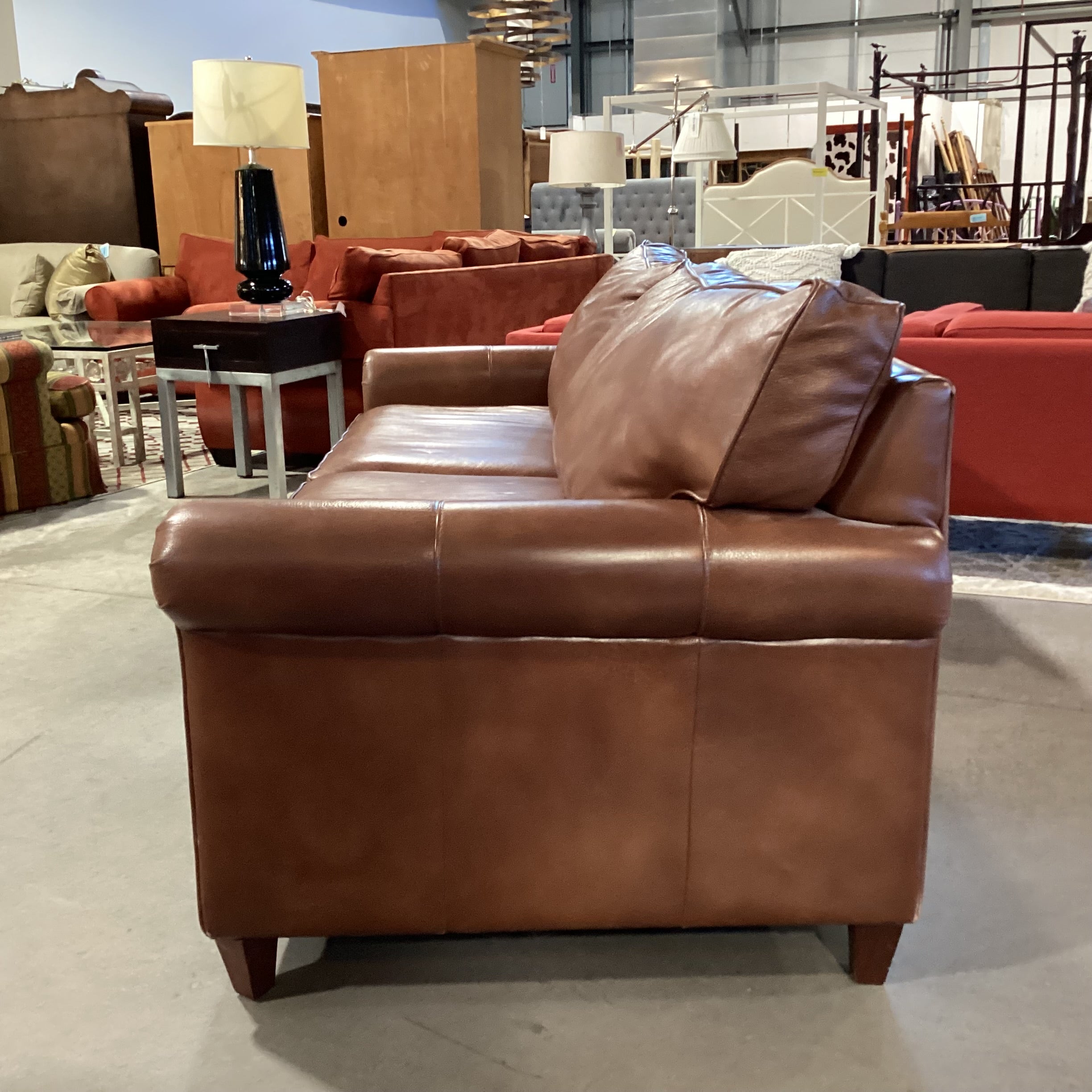 Elite Leather Company Brown Leather Nailhead Queen Sleeper Sofa 82"x 36.5"x 31.5"