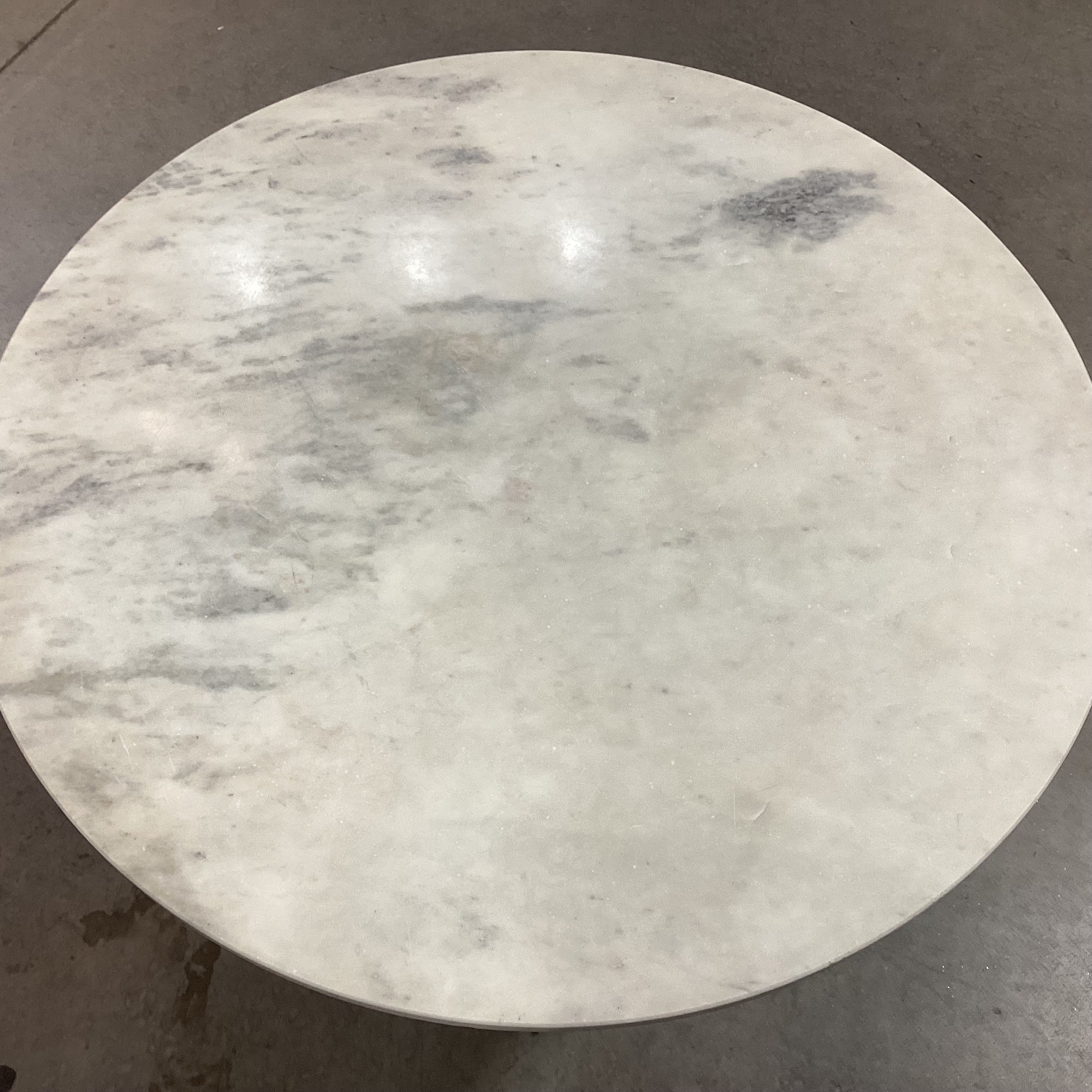 TOV Gold Cone Base & Round Marble Top Coffee Table 30" Diameter x 17.5"