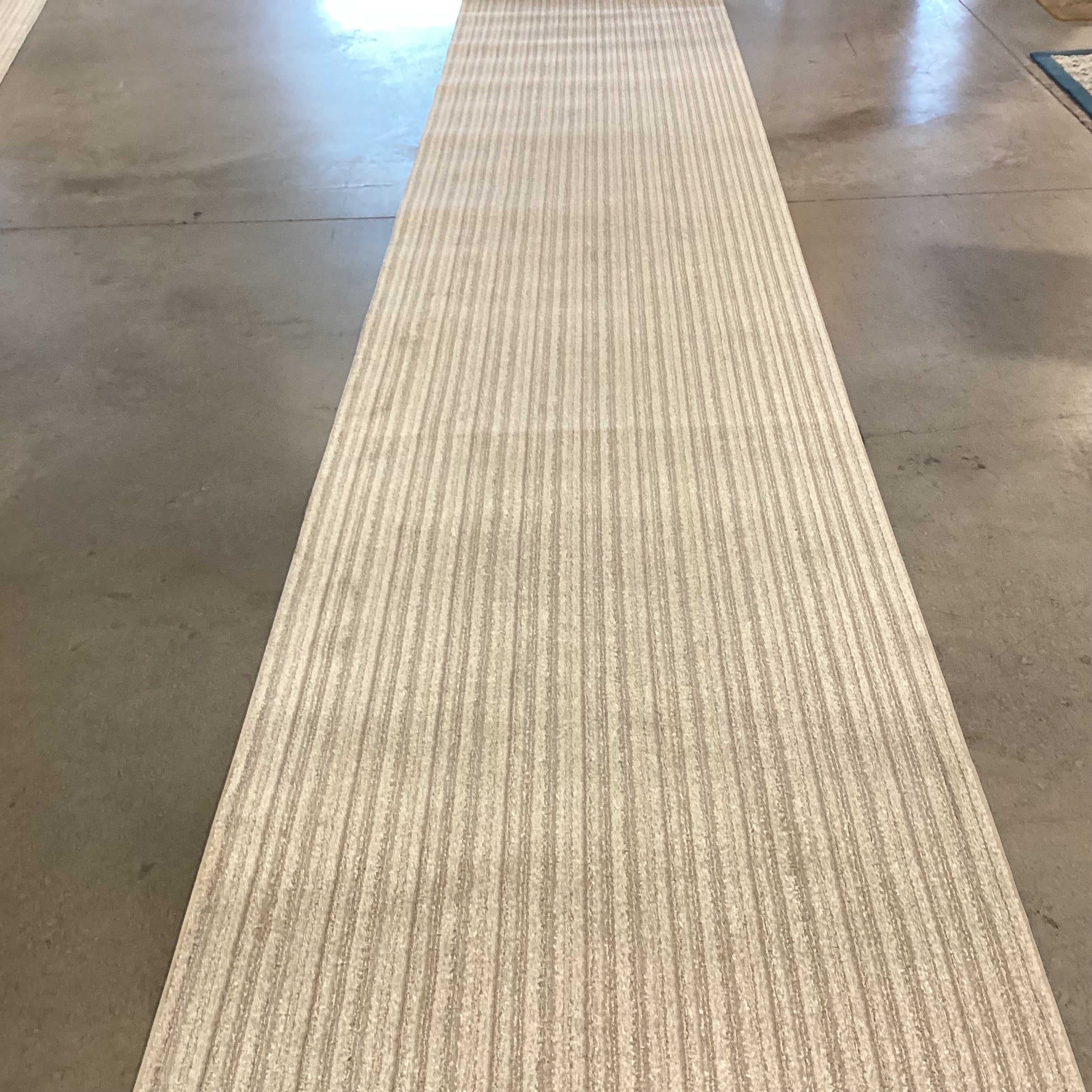 Grey Ivory Woven Pile Nylon Runner Rug 3'4"x 32'7"