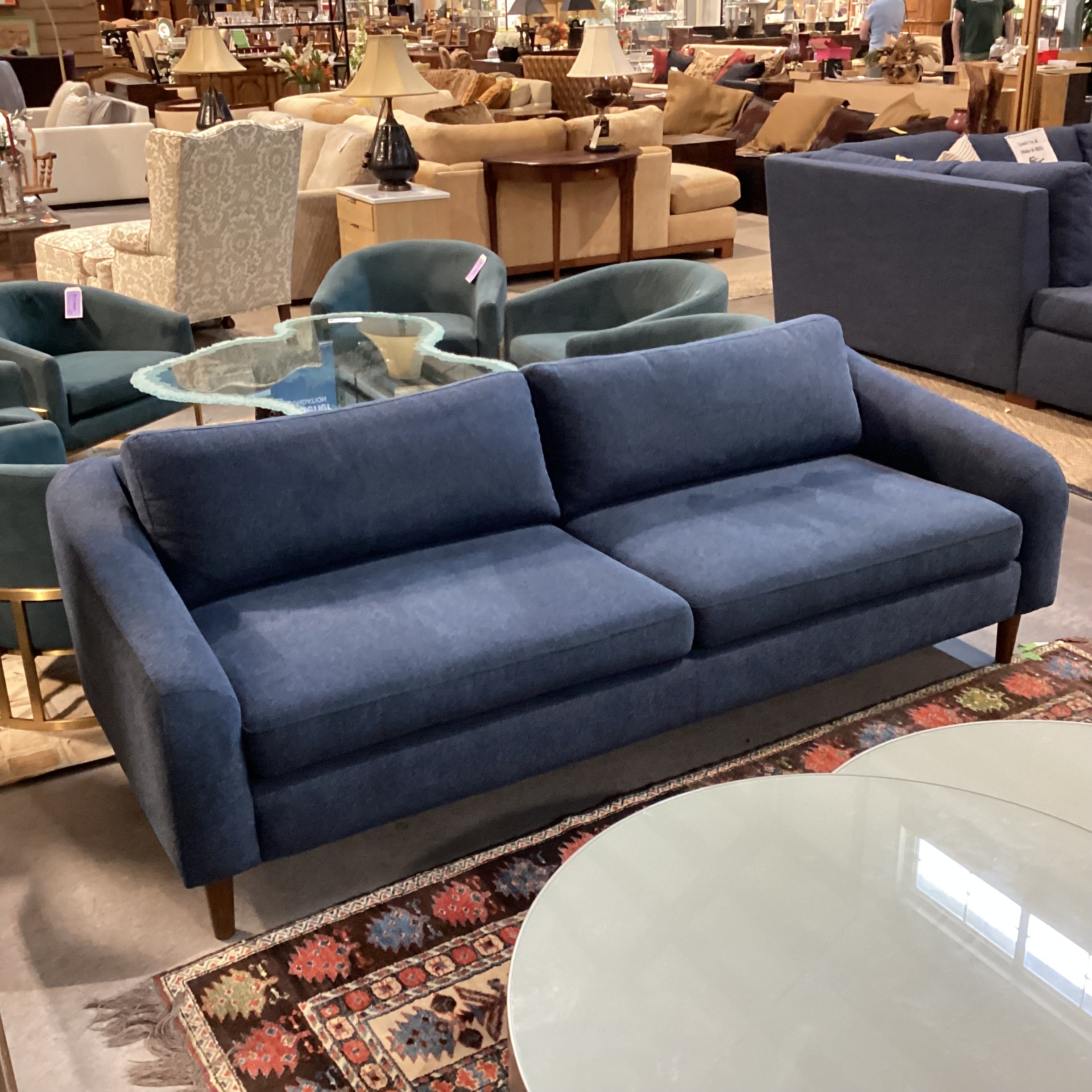 Falkon Furniture Mid Century Style Royal Blue Woven Sofa 86"x 35"x 28"