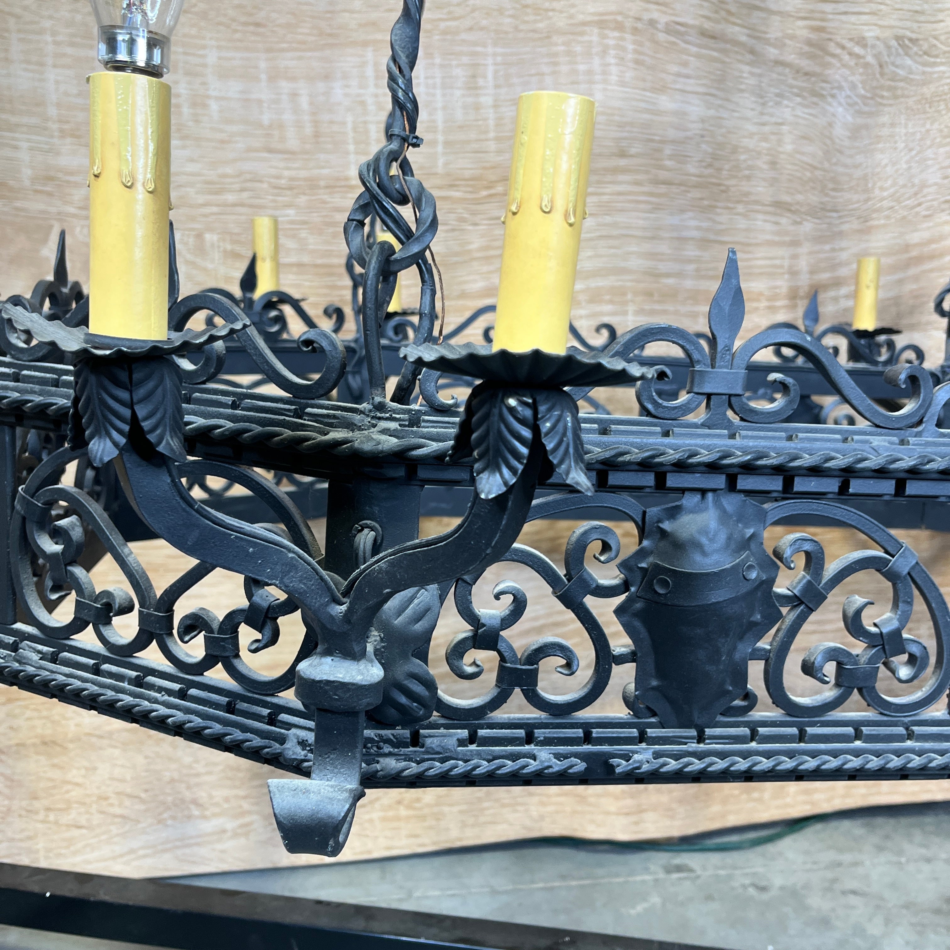 Arte De Mexico Silao 12-Light Spanish Style Ornate Wrought Iron Candelabra Chandelier 48"x 30"x 38"