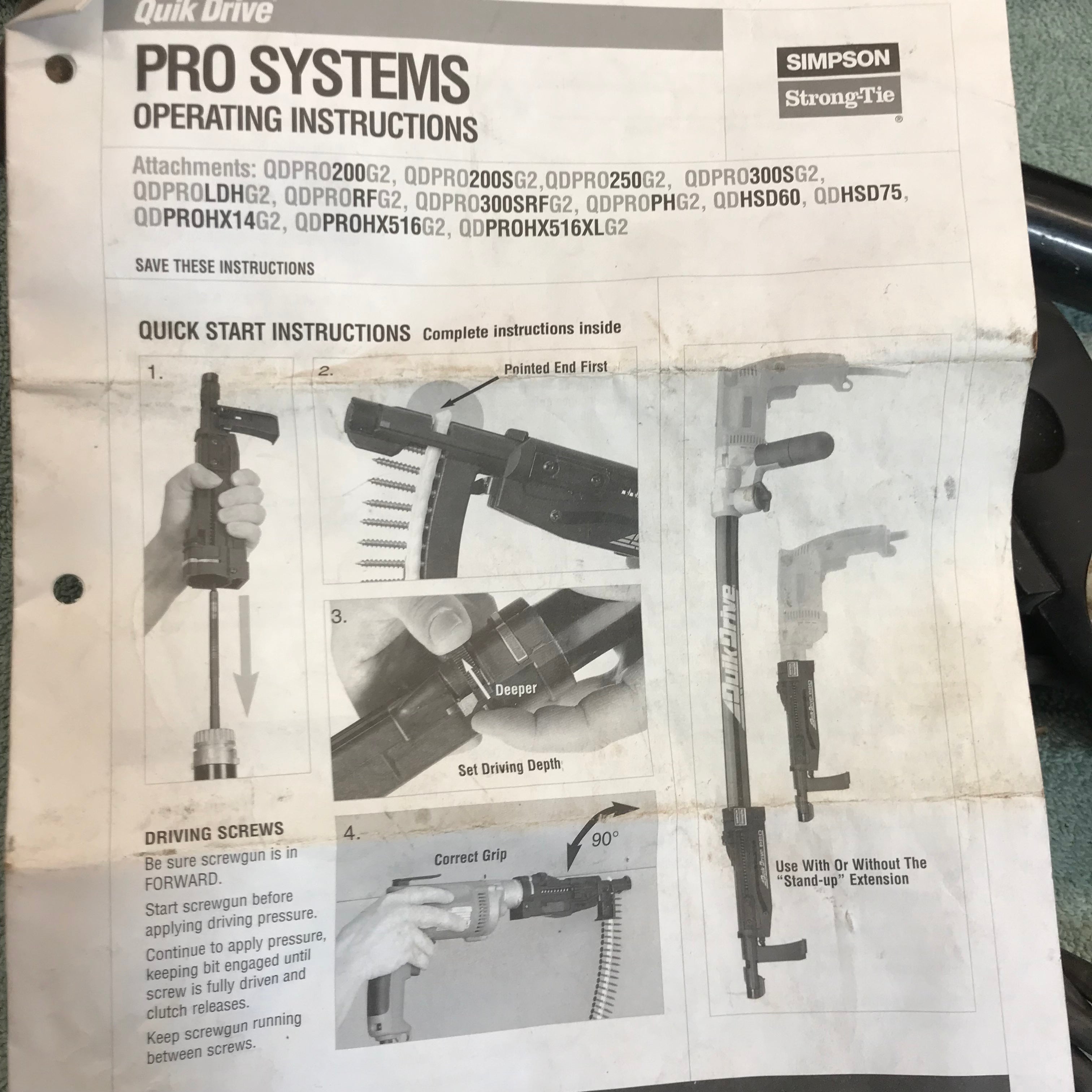 Quickdrive Pro Systems Model#6645 EHD Electric Driver W/ QDA158 Attachment