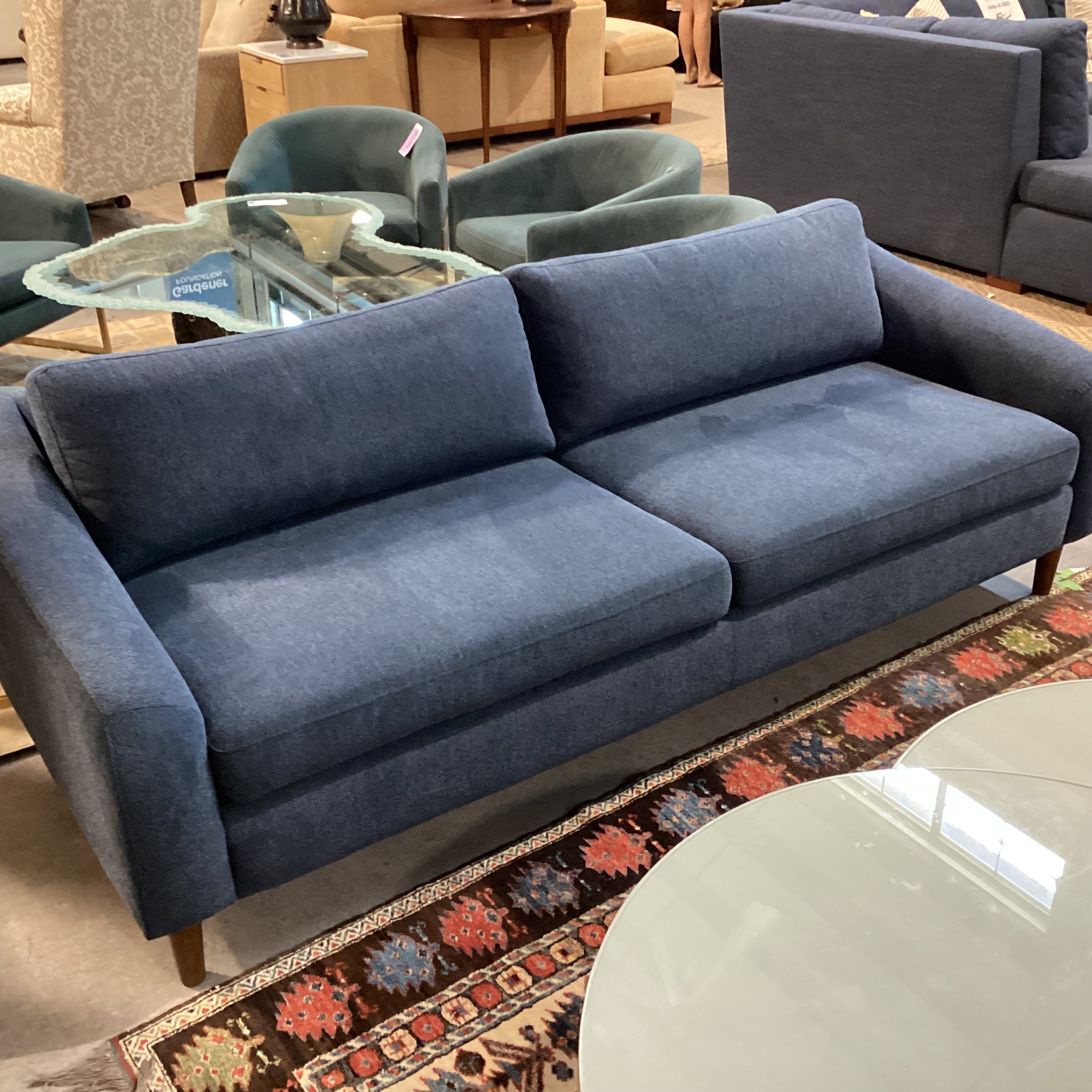 Falkon Furniture Mid Century Style Royal Blue Woven Sofa 86"x 35"x 28"