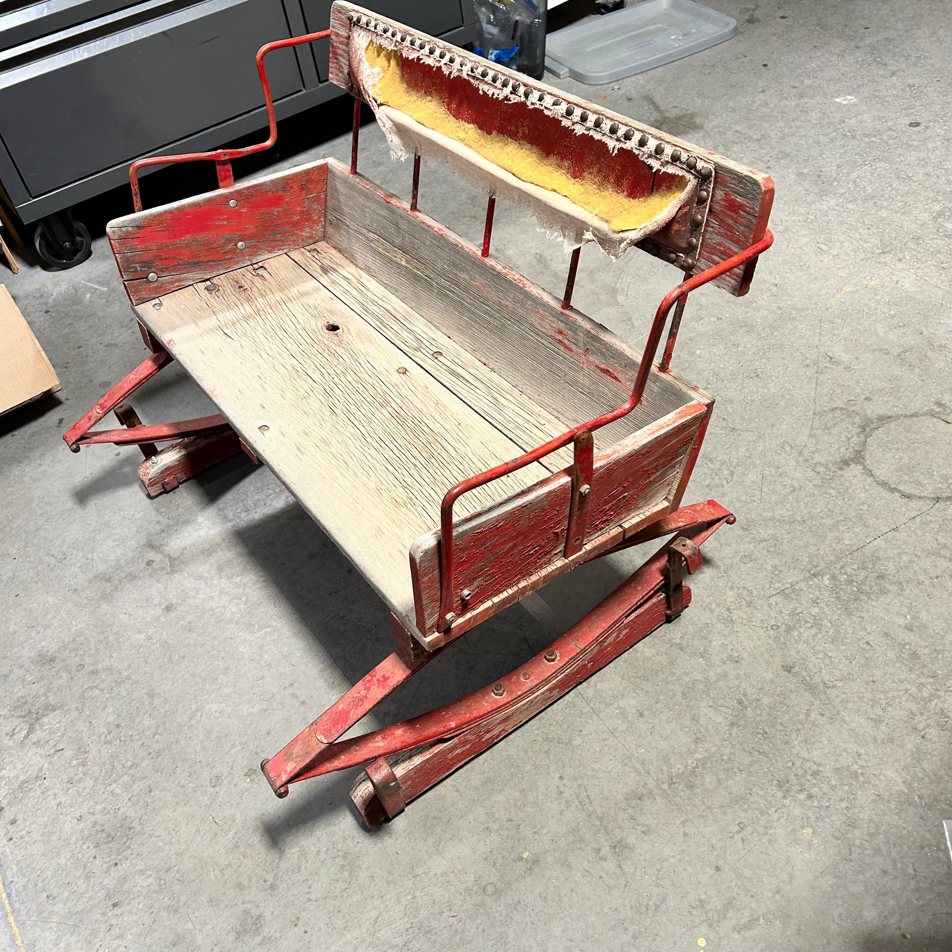 Painted Wood & Iron Sleigh Seat 19THC 37.5'x 28"x 26.5"