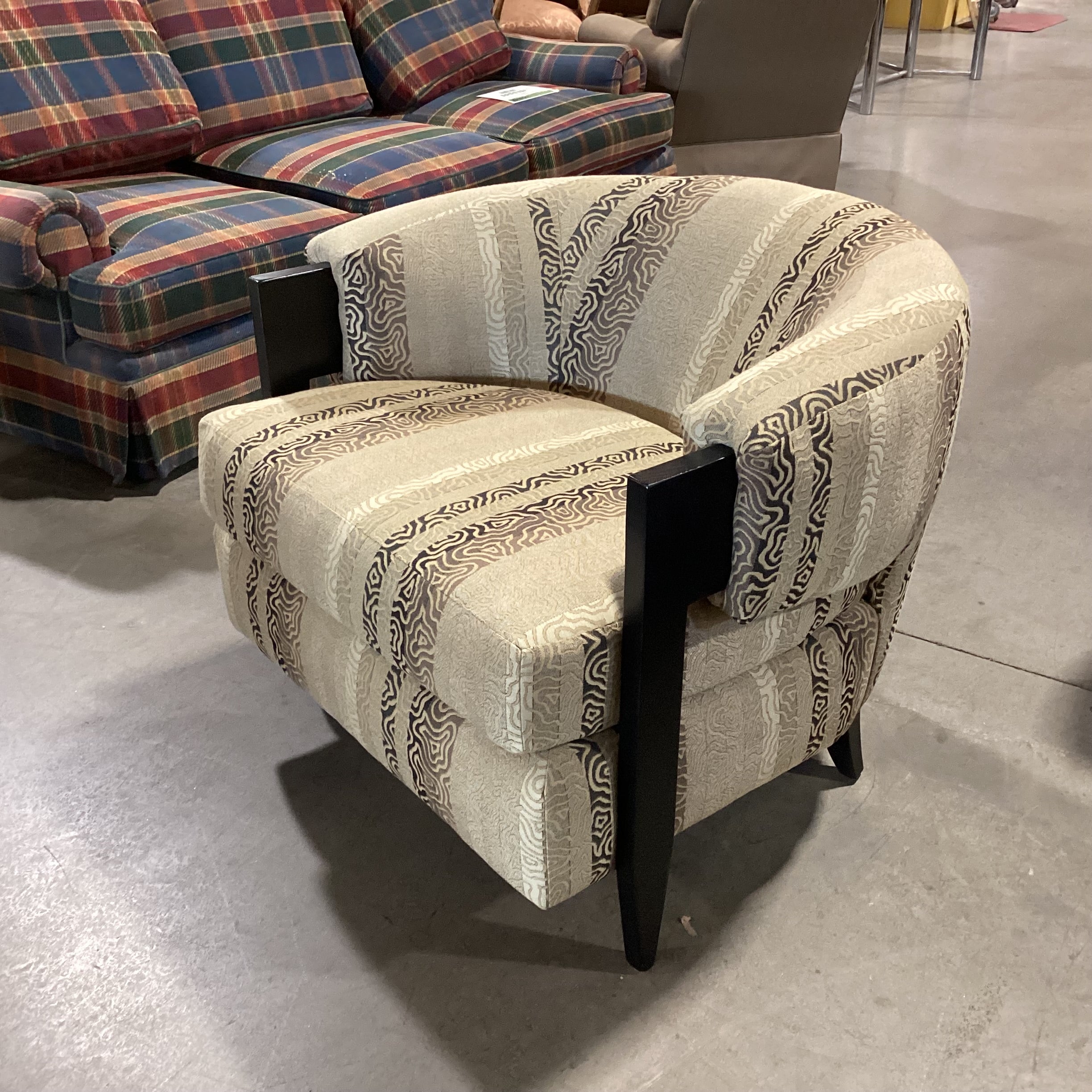 Interlude Home Kelsey Gold & Browns Design & Dark Finish Wood Modern Curve Back Chair 37"x 35"x 31"