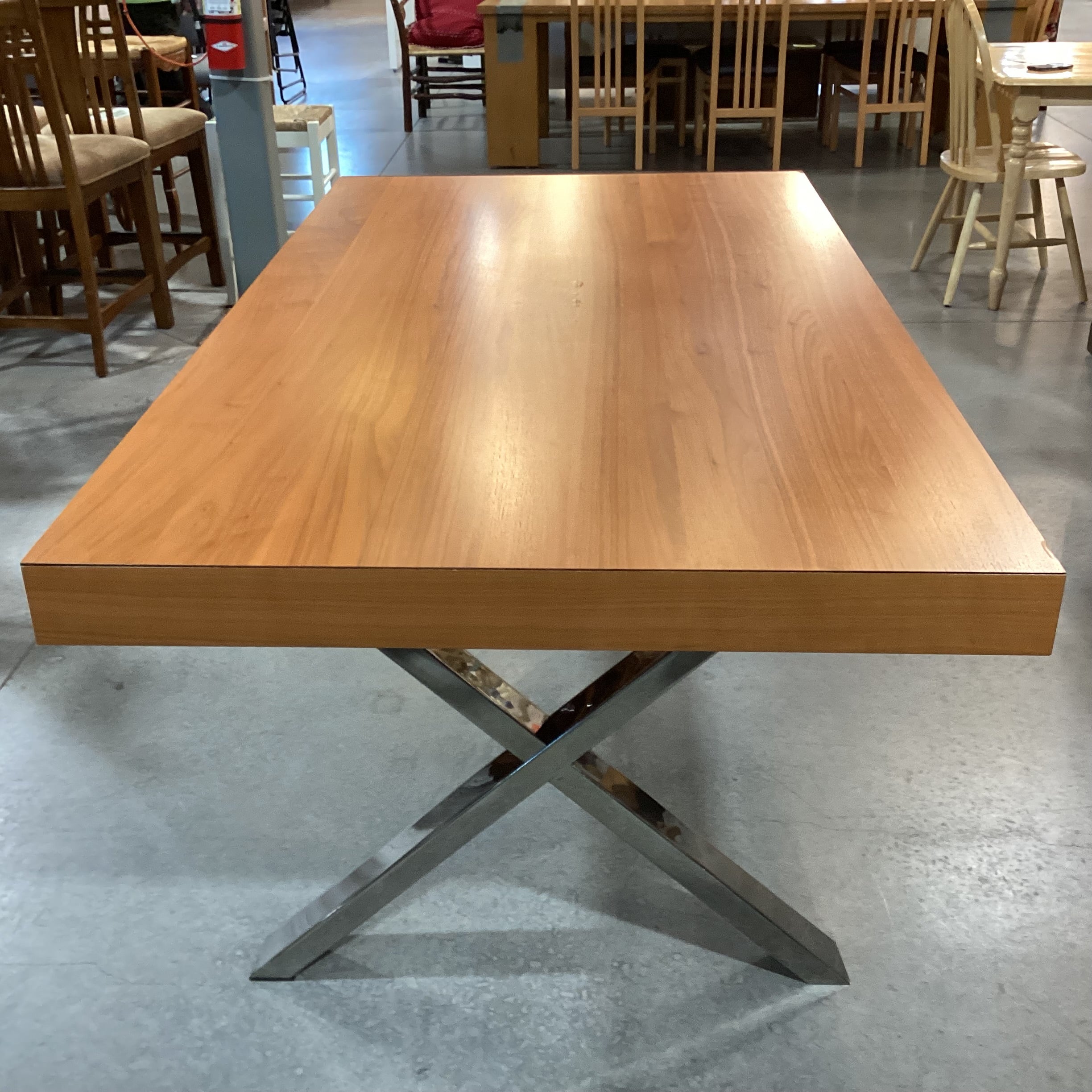 Calligaris Italian Modern Veneer & Chrome with End Extend Tuck Under Leaves Dining Table 71" to 118"x 39.5"x 30"
