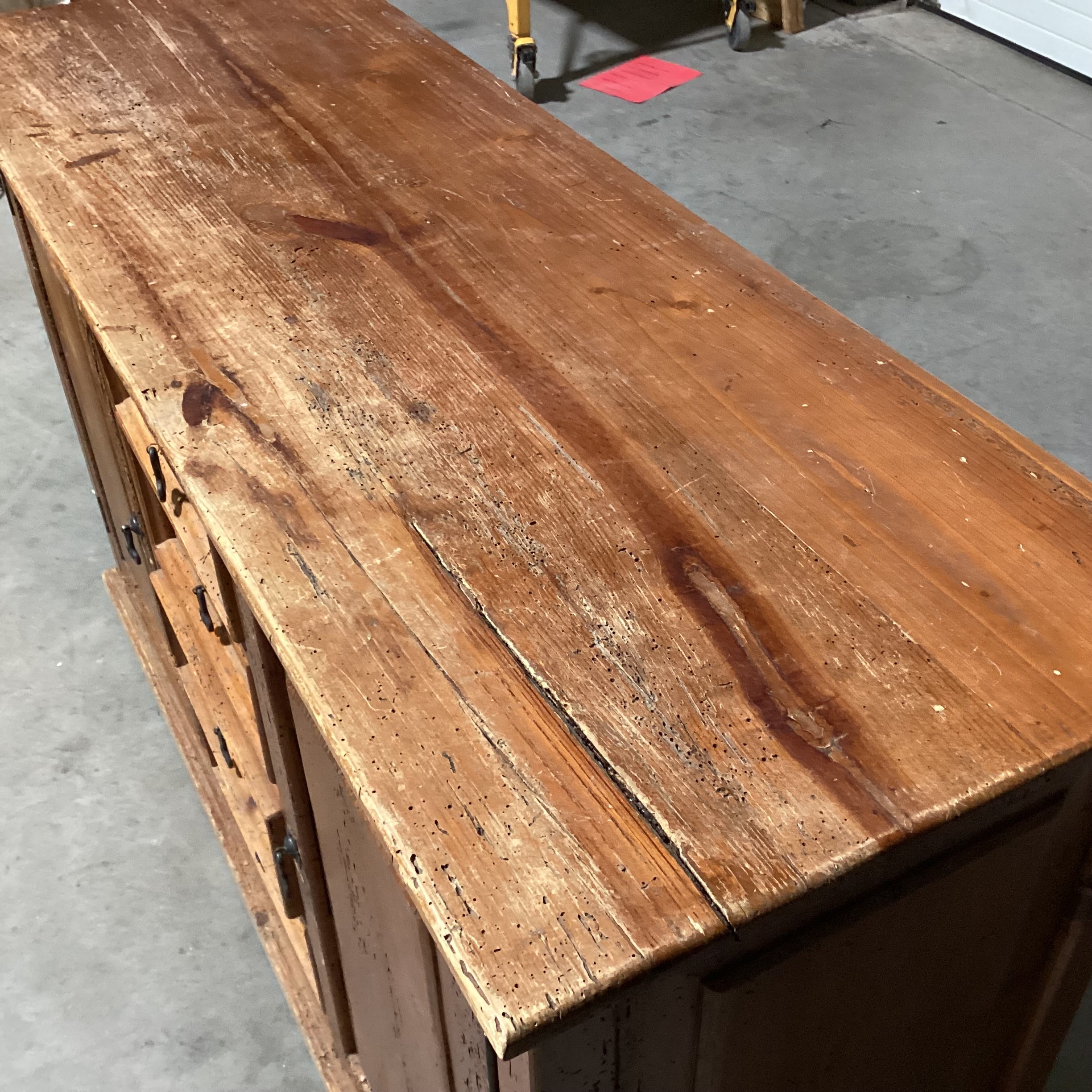 Rustic Worm Wood Distressing Solid Wood 4 Drawer 2 Door with Shelves Sideboard 55.5"x 19"x 33.5"