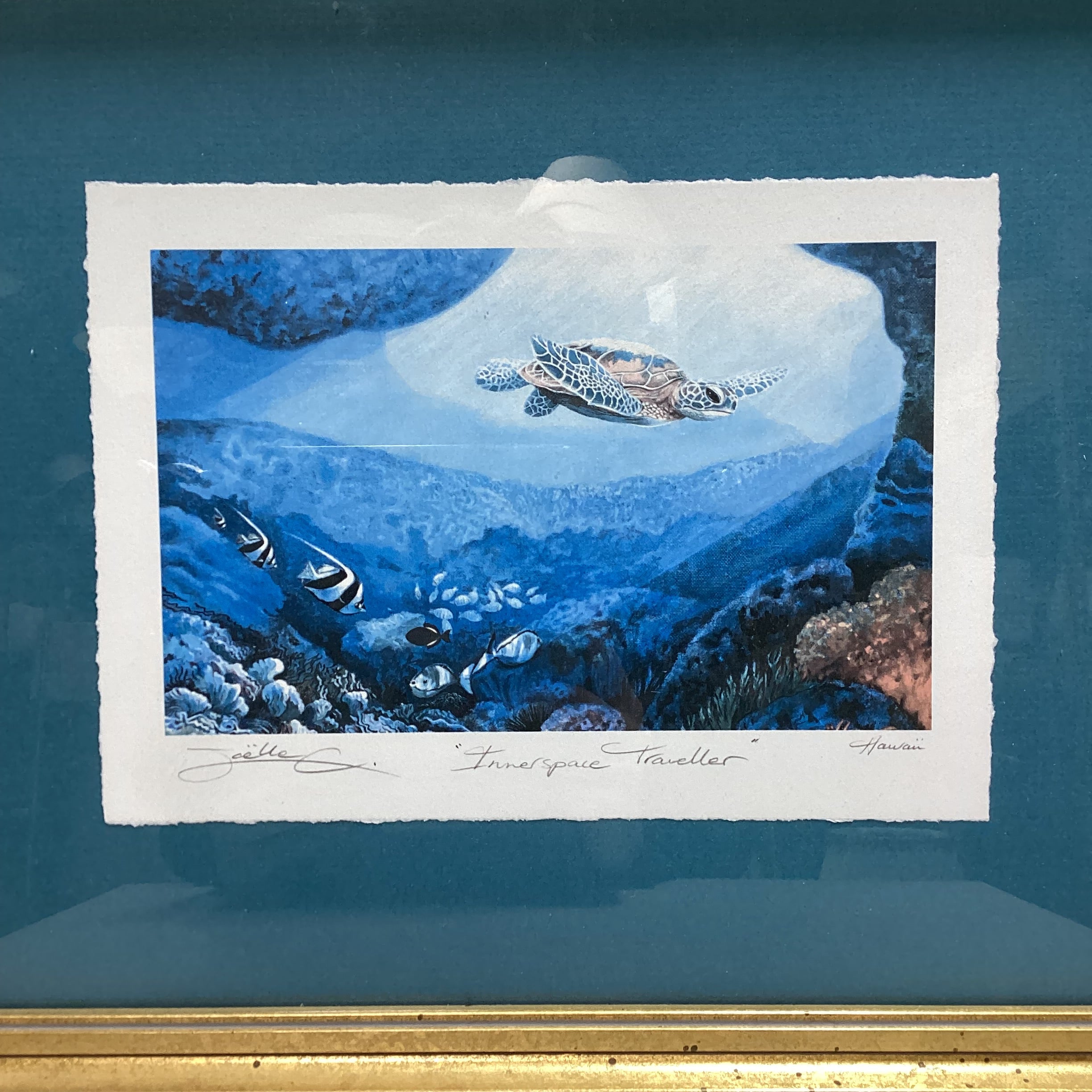 Joelle C. Pencil Signed "Innerspace Traveller" Print In Gold Frame 16" x 13"