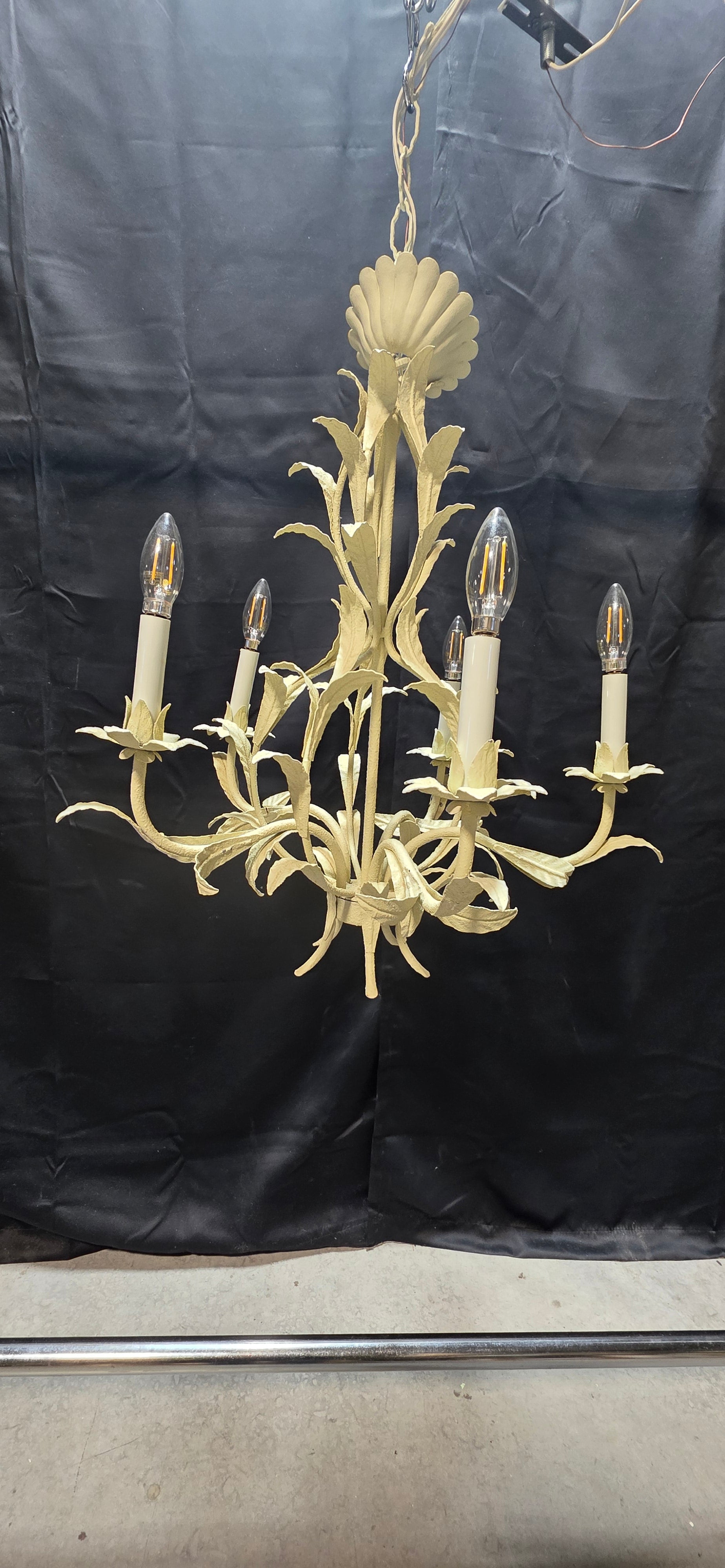 Italian Tole Chandelier Five Lights 21"x22"