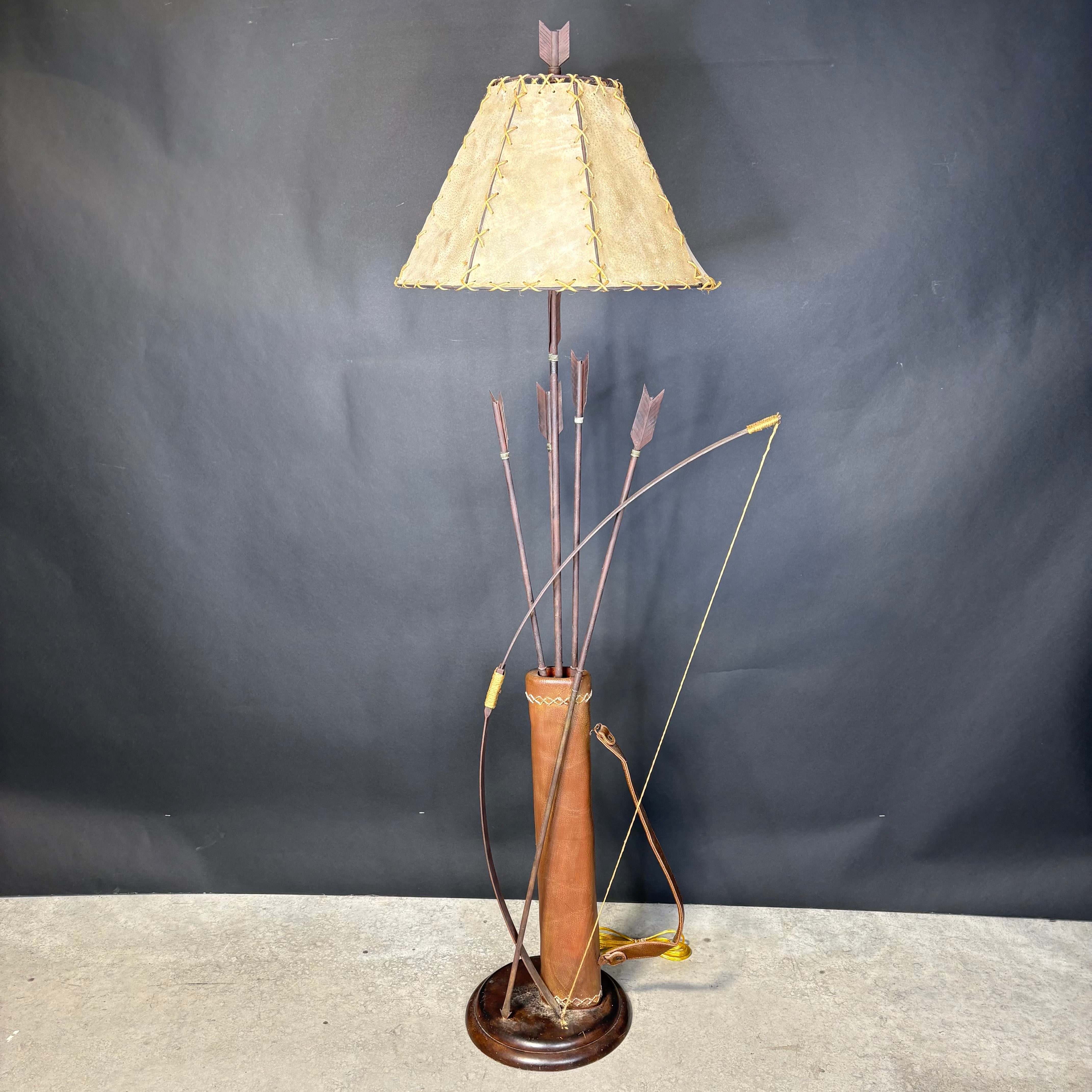 Rustic Archery Quiver and Bows with Shade Floor Lamp 18”x 22”x 62”
