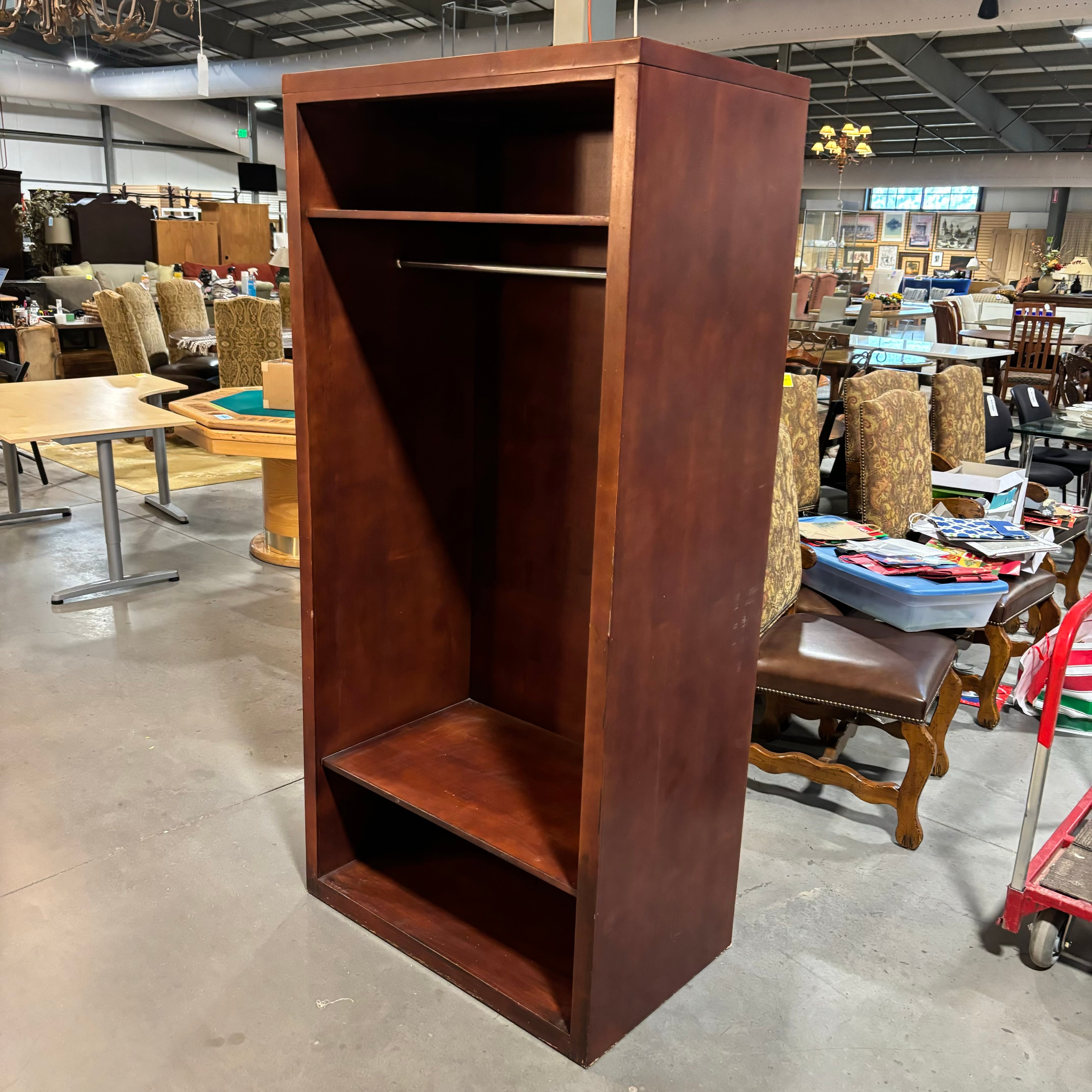 Reddish Brown Finish Solid Wood with Wardrobe Shelves 36"x 22"x 76"