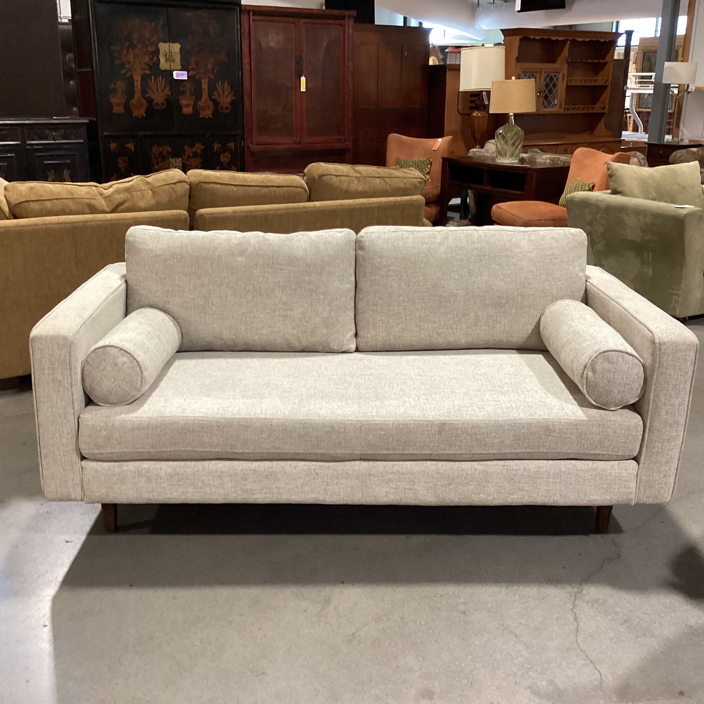 Article Sven Birch Ivory Woven Mid Century Style Sofa