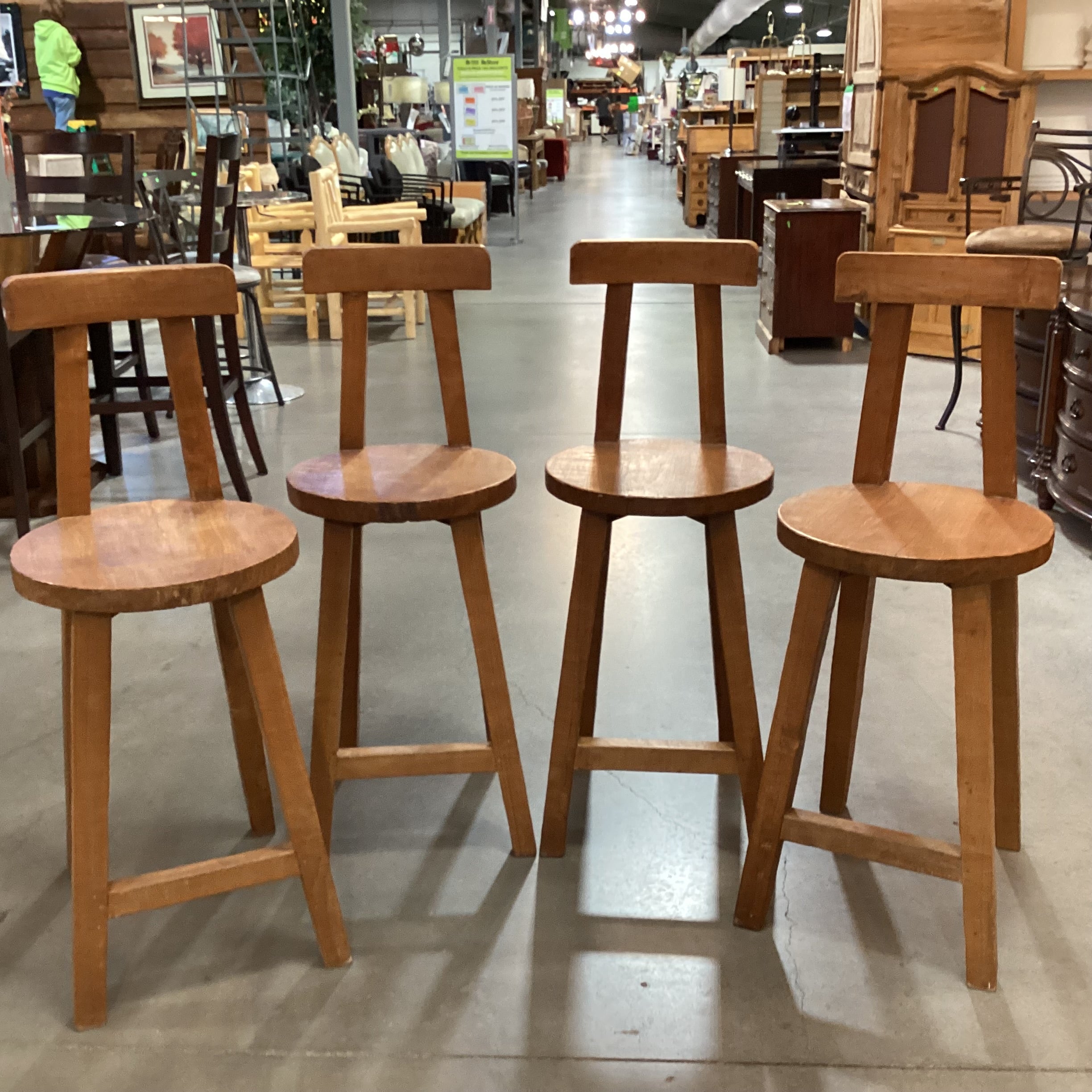 SET of 4 Hand Crafted Solid Wood Barstools 25.5"
