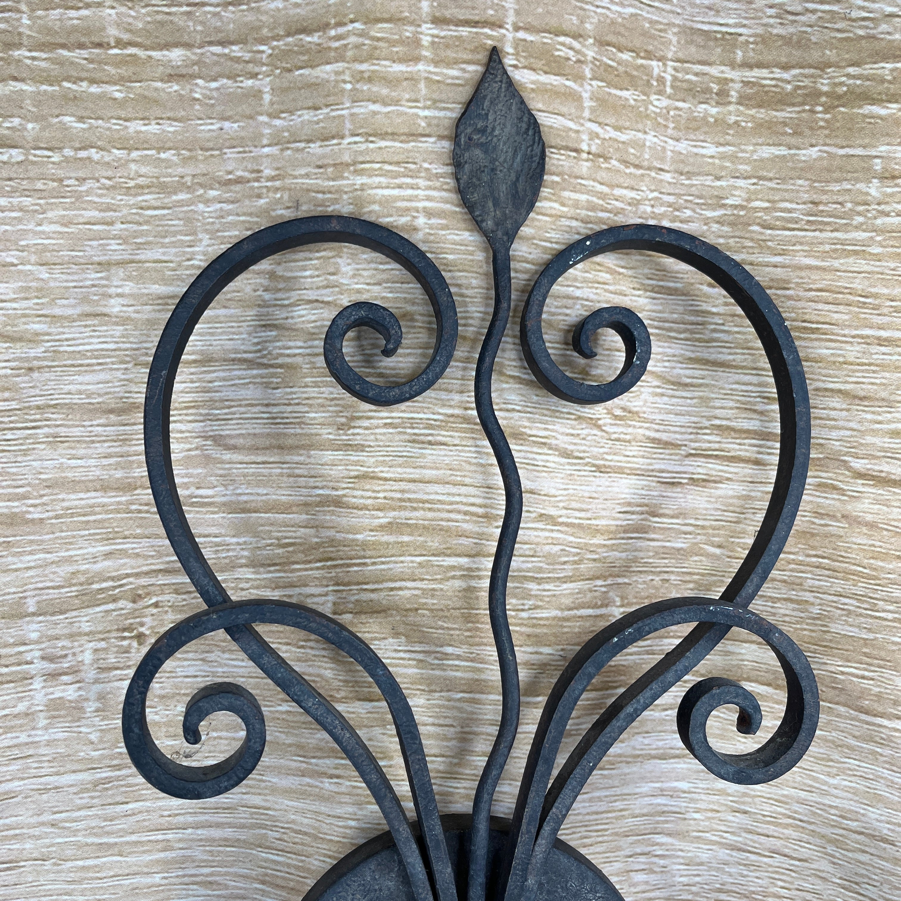 Spanish Revival 2-Light Bronze Brushed Iron Heart Scroll Wall Sconce 15"x 24"x 8"