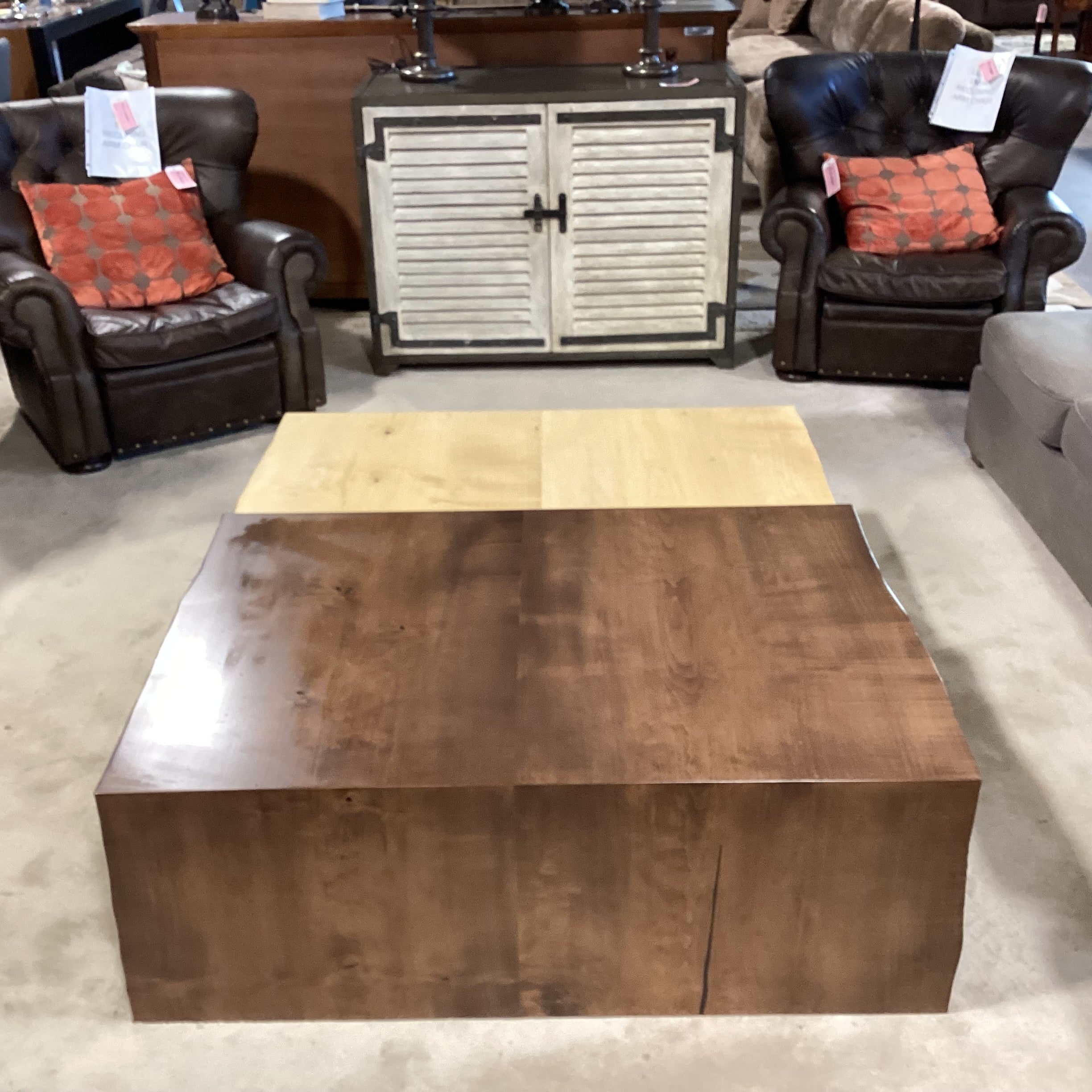 Live Edge Design 2 Tiered 2 Tone Solid Live Edge Wood Coffee Table 60"x 48"x 17.5"