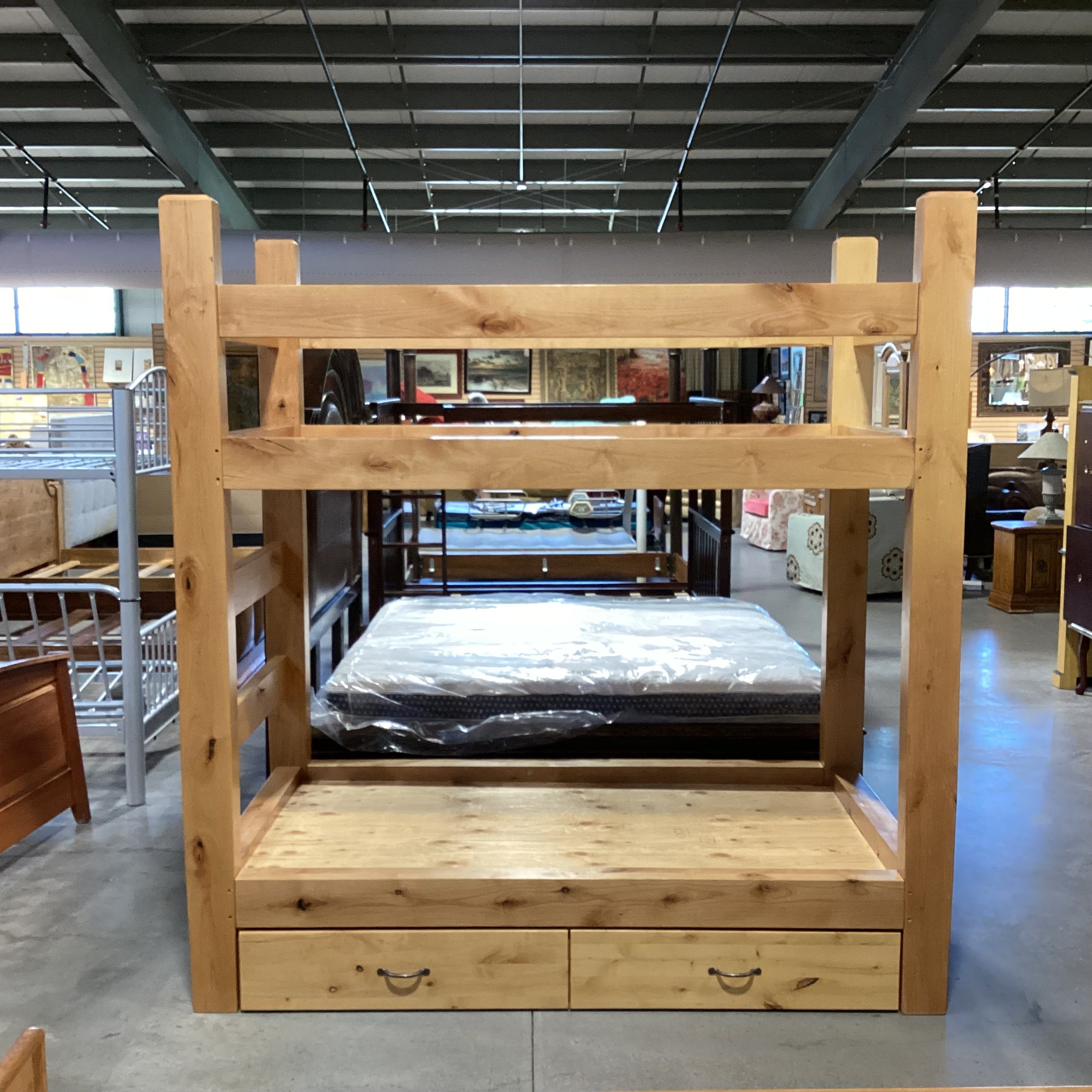 Twin Over Twin Solid Wood with 2 Drawer Storage Bunk Bed Set 46"x 84"x 88"