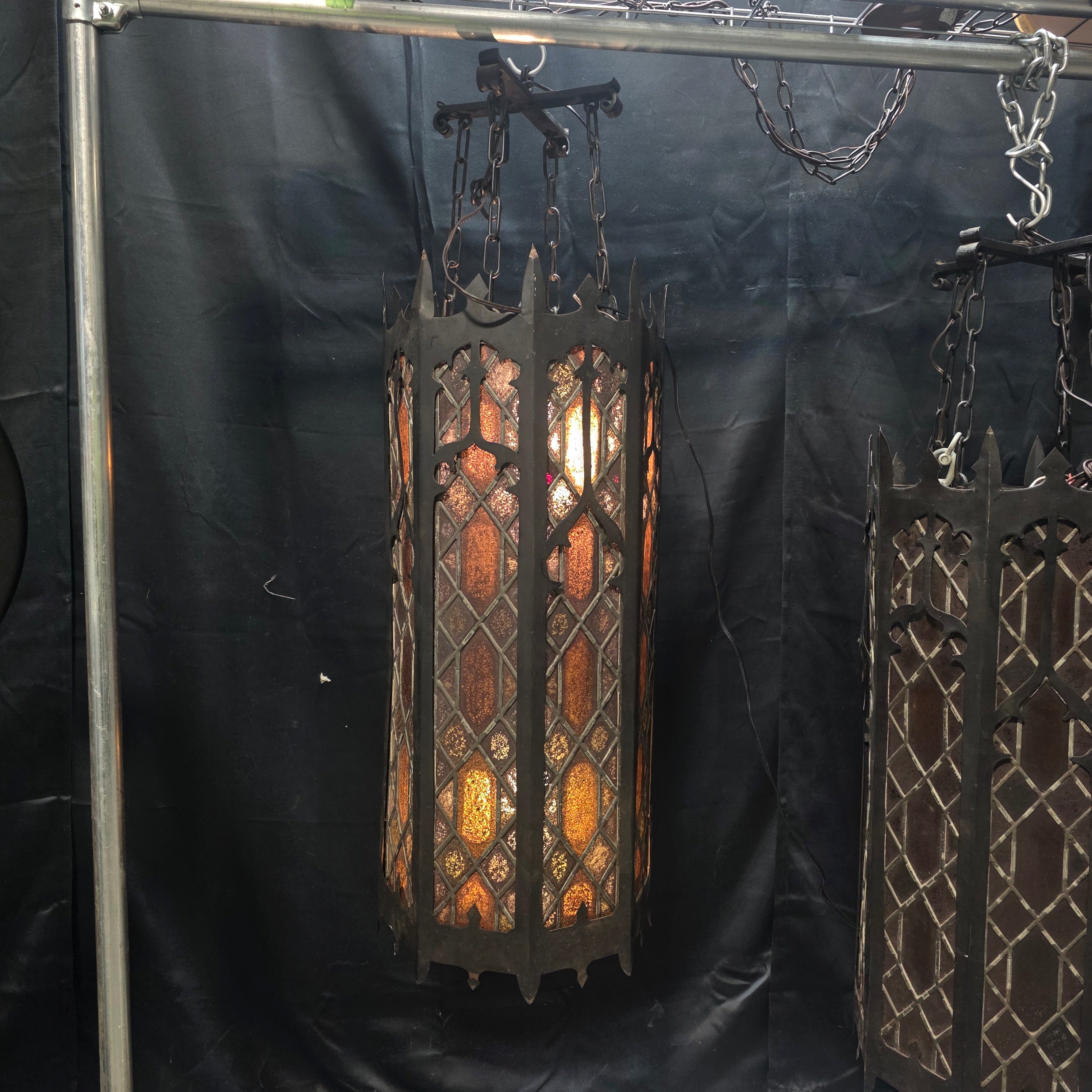 Gothic Revival Tudor Pendant Chandelier All Metal 15" D x 33"