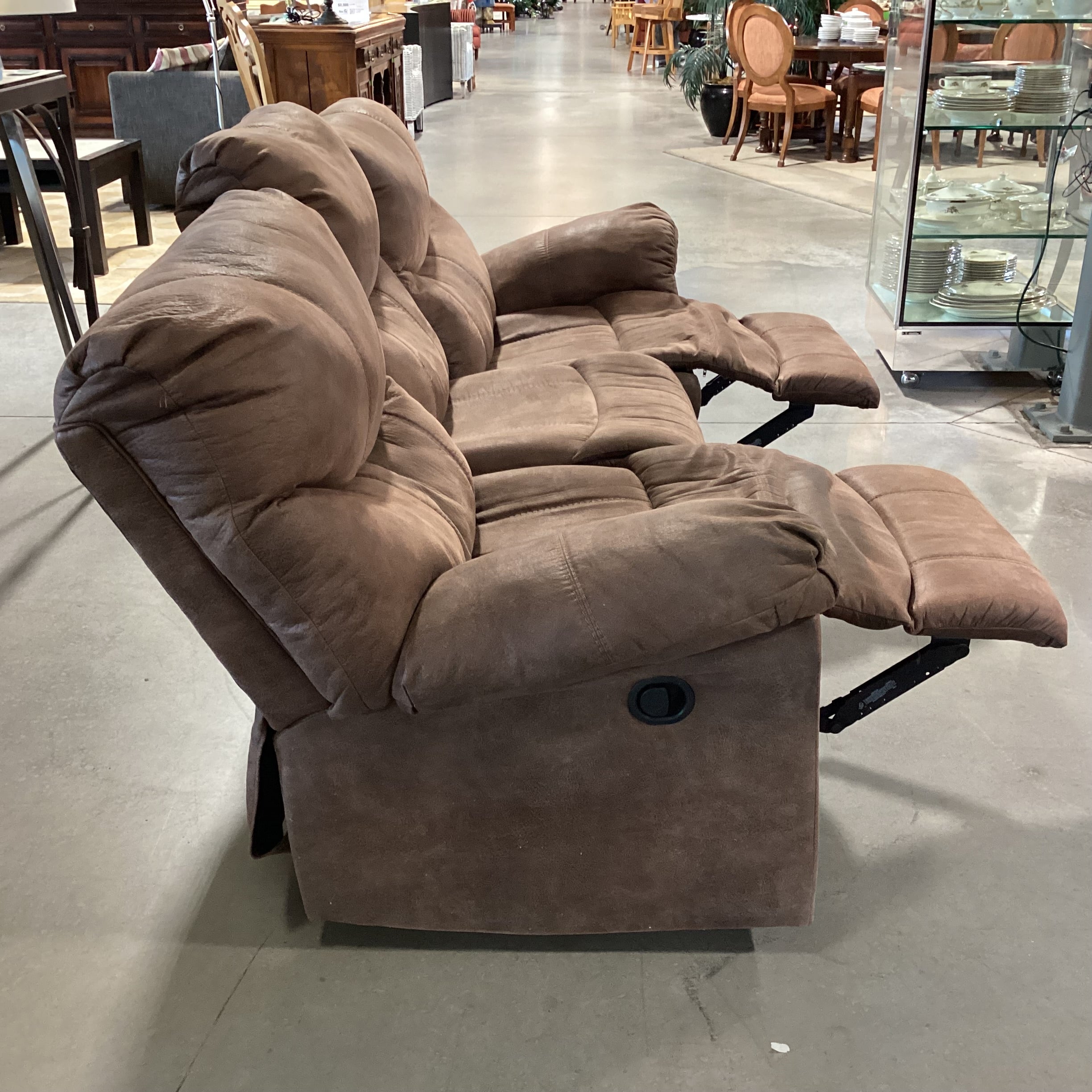 Brown Micro Suede Double Reclining Sofa 92"x 35"x 42"