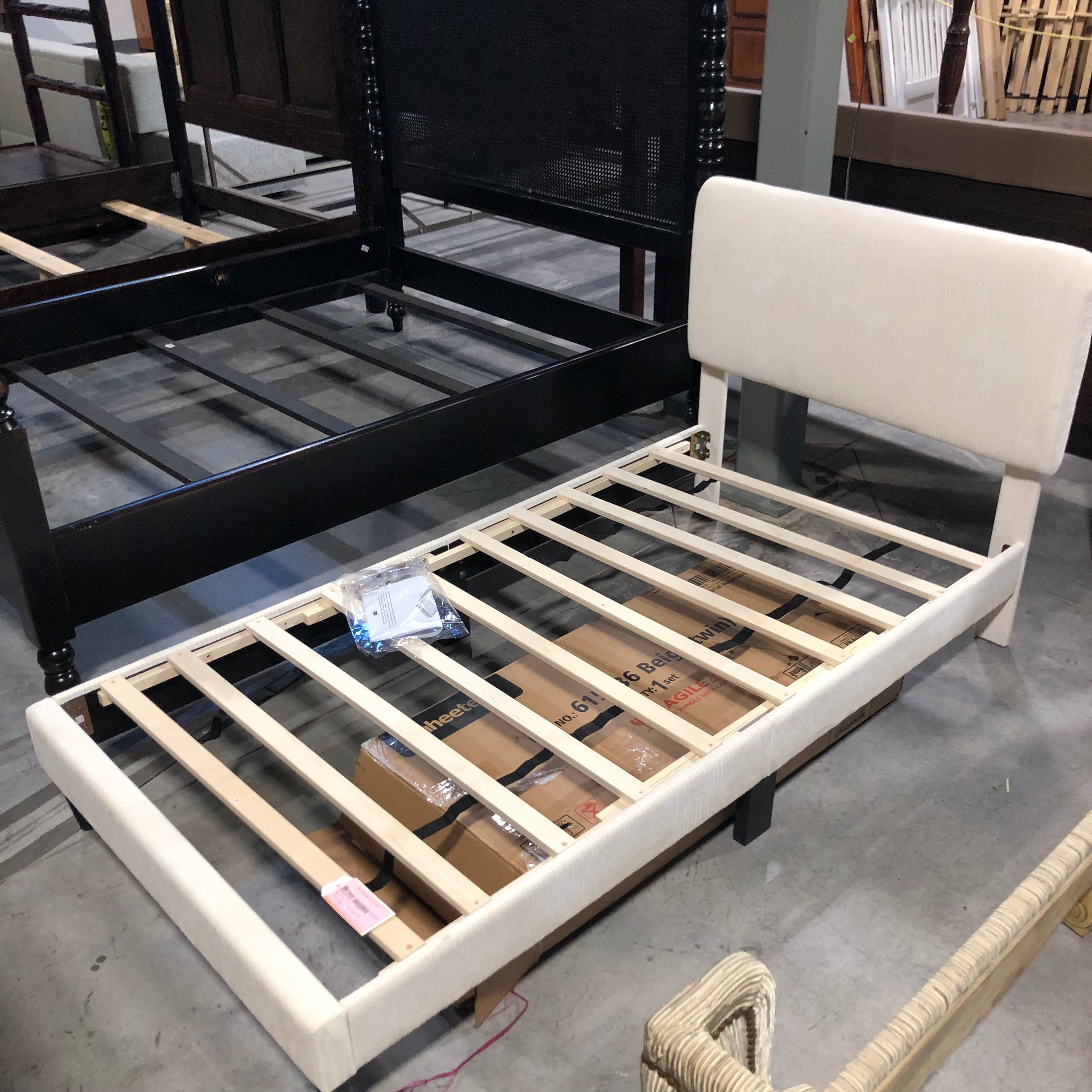 Twin White Bed 42"x 76"x 37.5"
