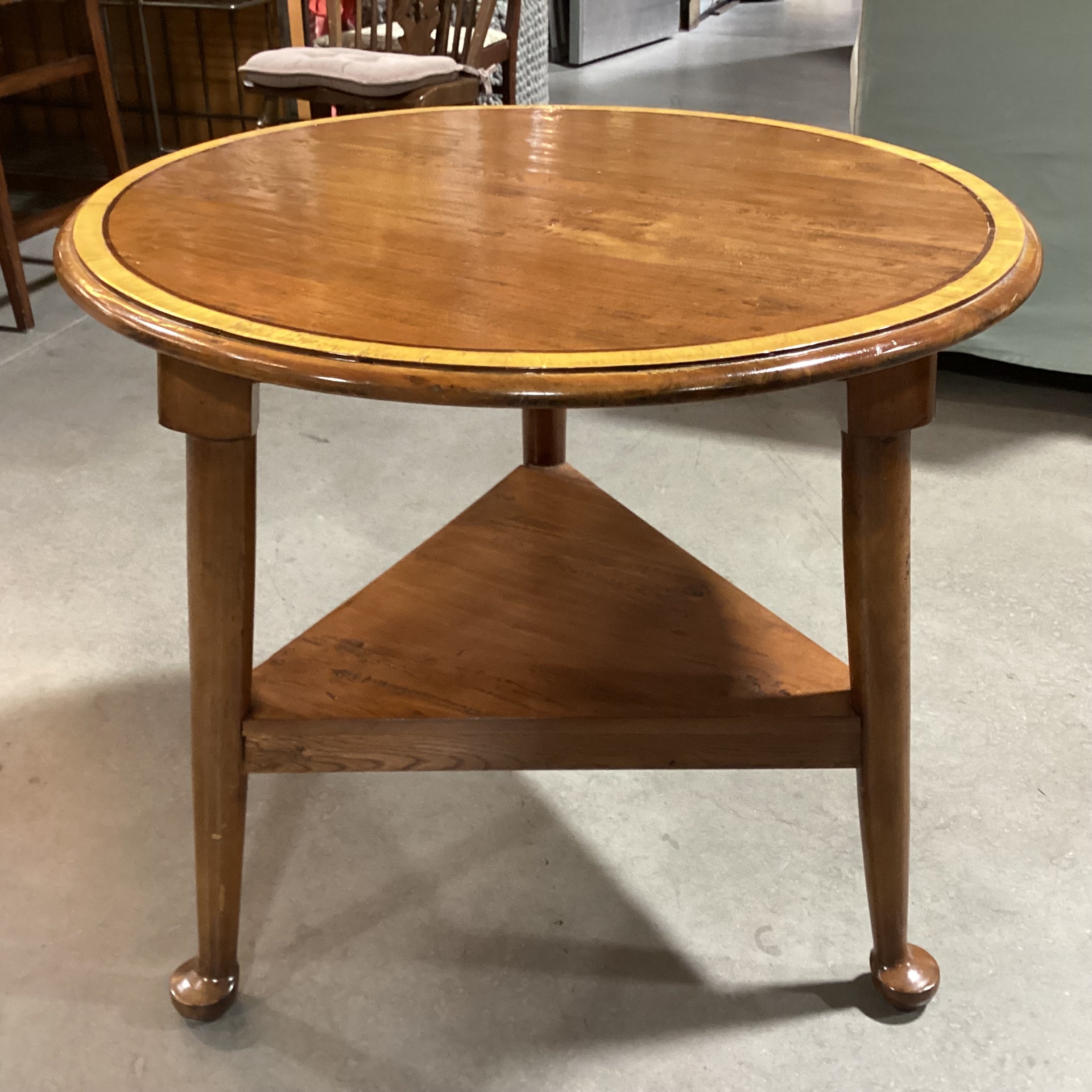 Essex Pad Foot With Shelf Cricket Accent Table 30" diameter x 27"