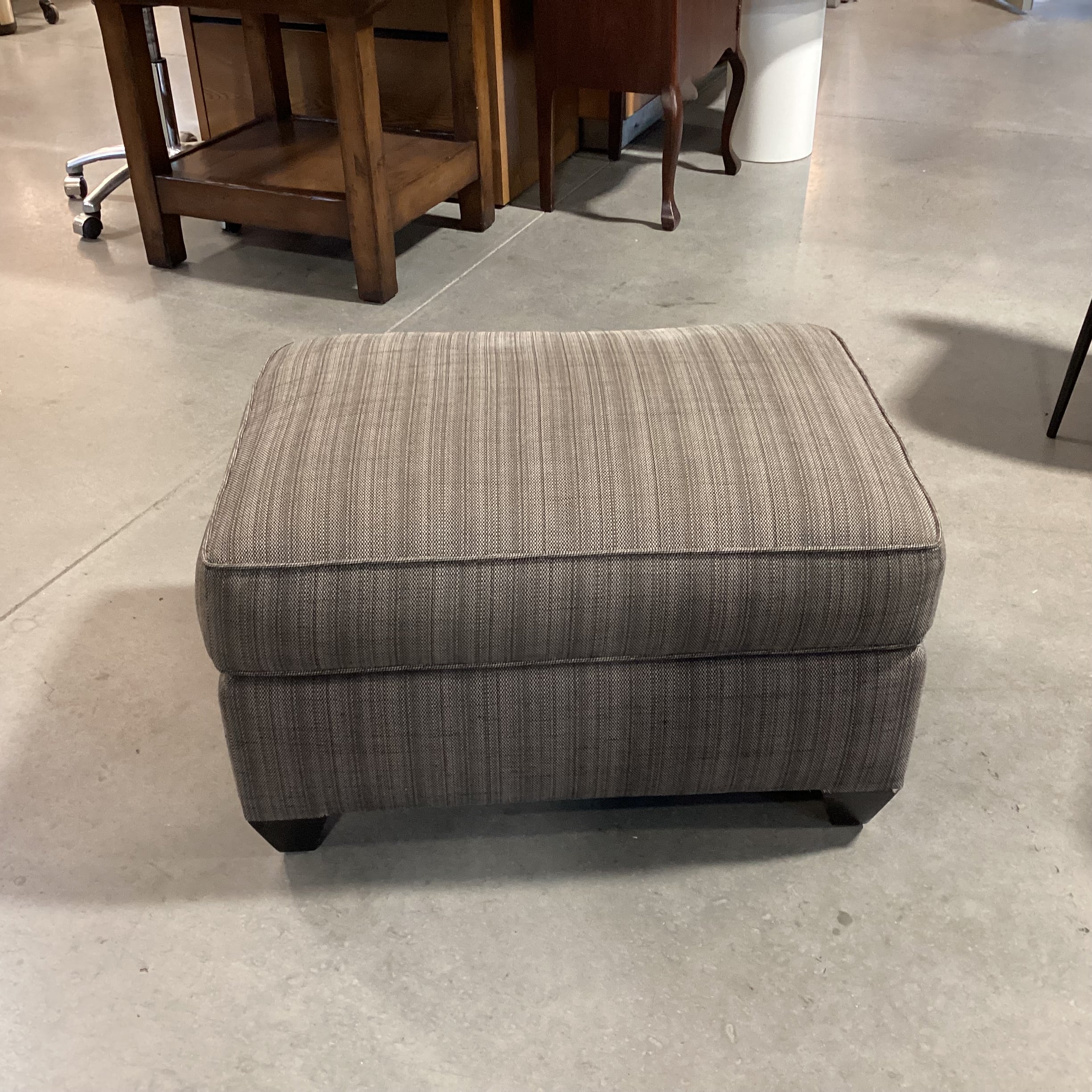 Donghia Down Brown & Gray Tweed Ottoman 30"x 22"x 16"