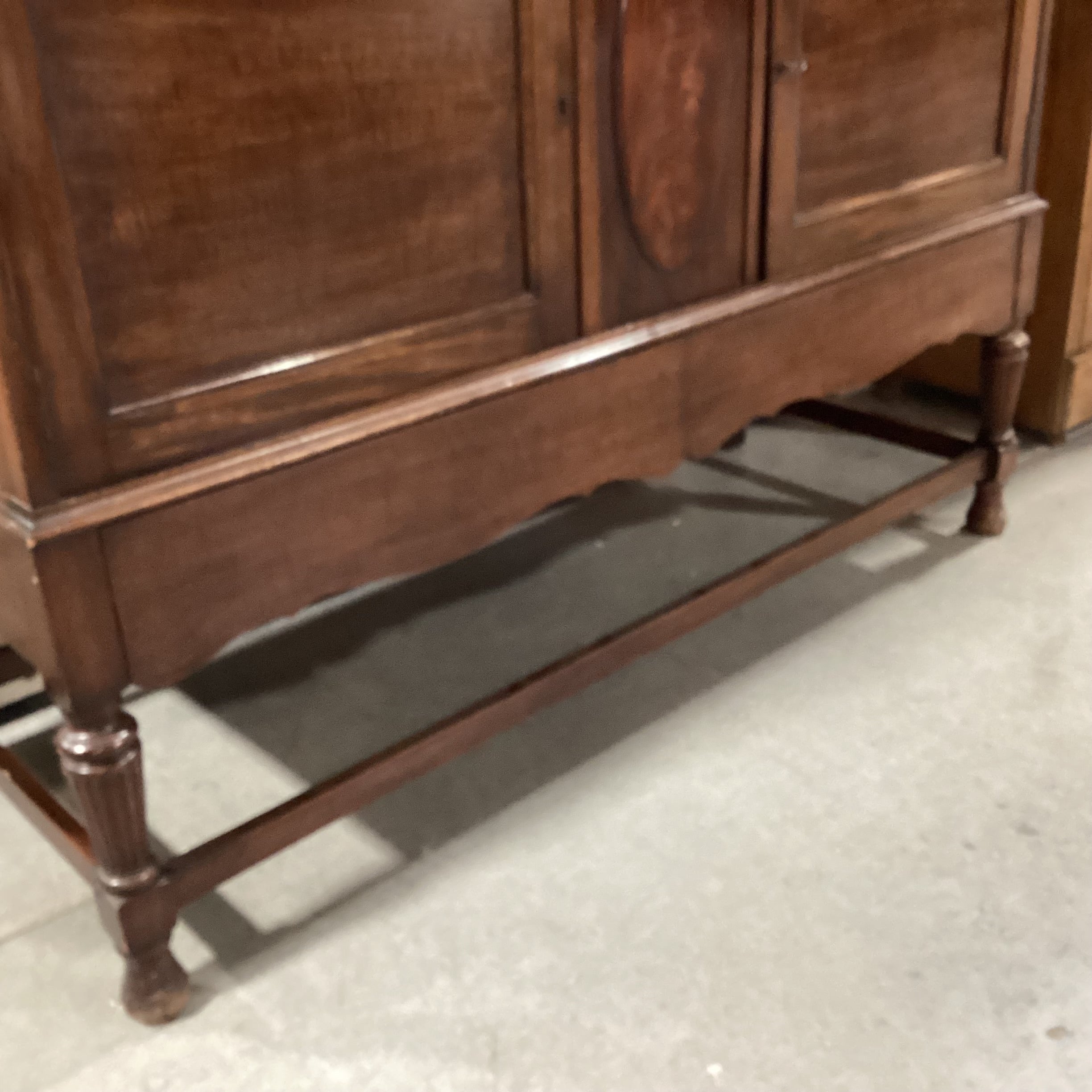 Antique Ribbon Mahogany with Ornate Molding Detail 2 Door Buffet Sideboard 53.5"x 21"x 42.5"
