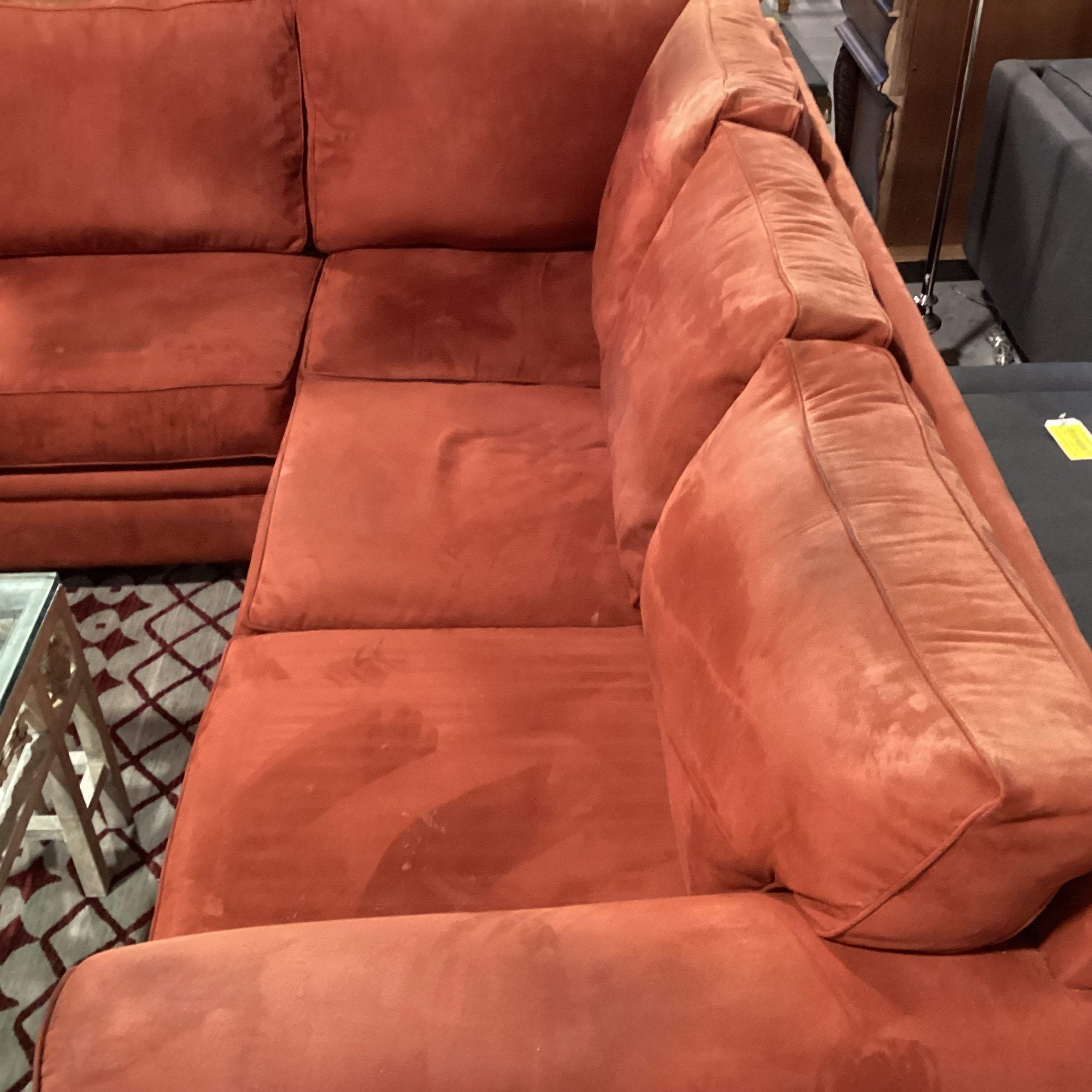 Red Micro Suede 2 Piece Sectional 110"x 92"x 37"x 32"