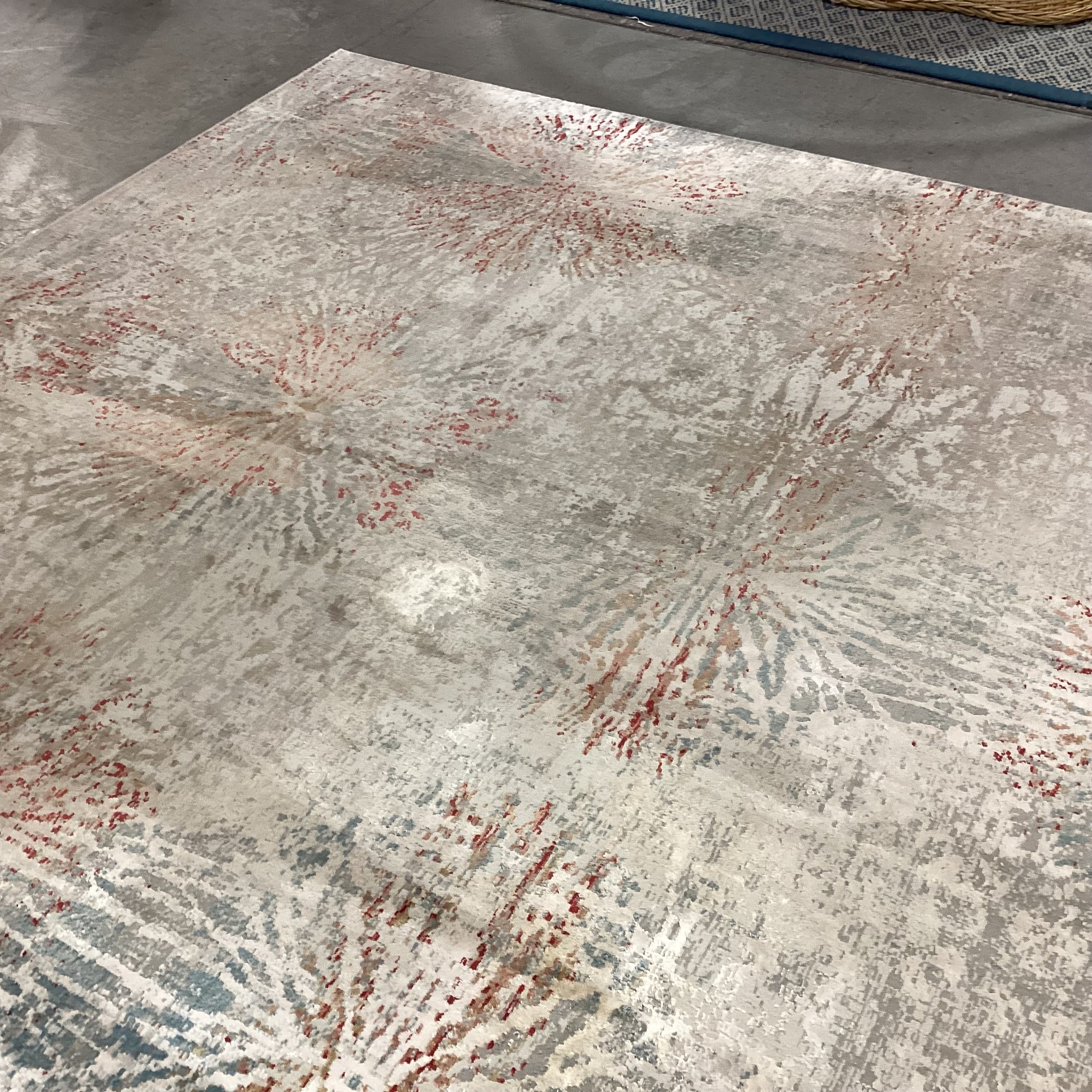 Aurora Collection Vento Grey Blue Rust Viscose & Polyester Rug 7'10"x 10'