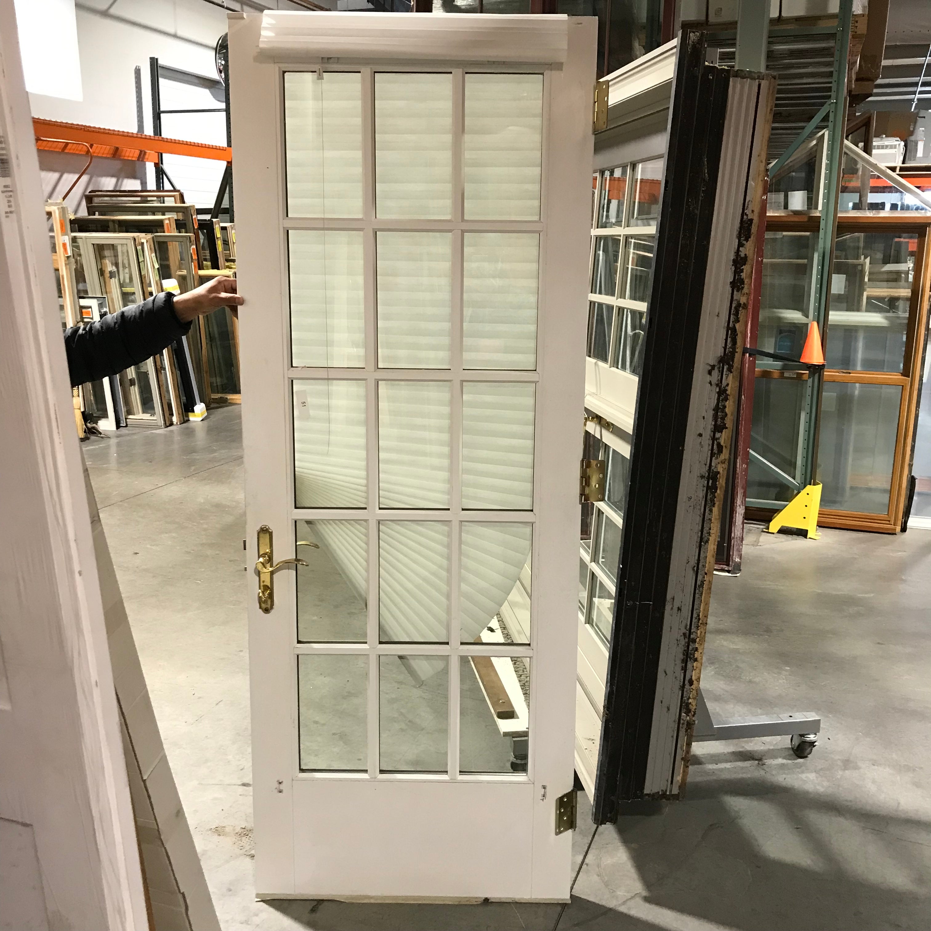 Rough Opening 33.75"x 86.75"x 7.25" Tan Metal Clad 15 Glass Pane Exterior Door