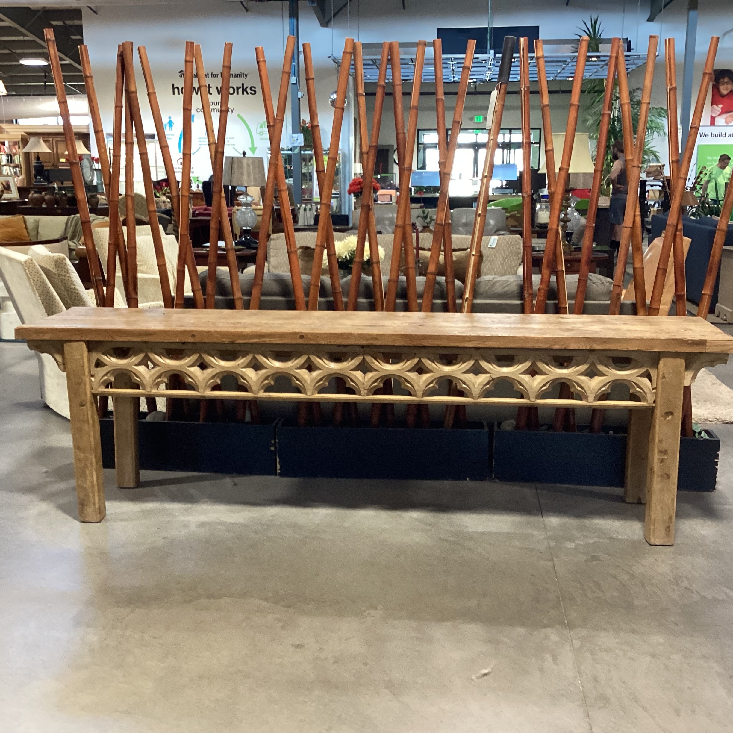 Antique Natural Distressed Wood Sofa Table 108"x 21"x 32"
