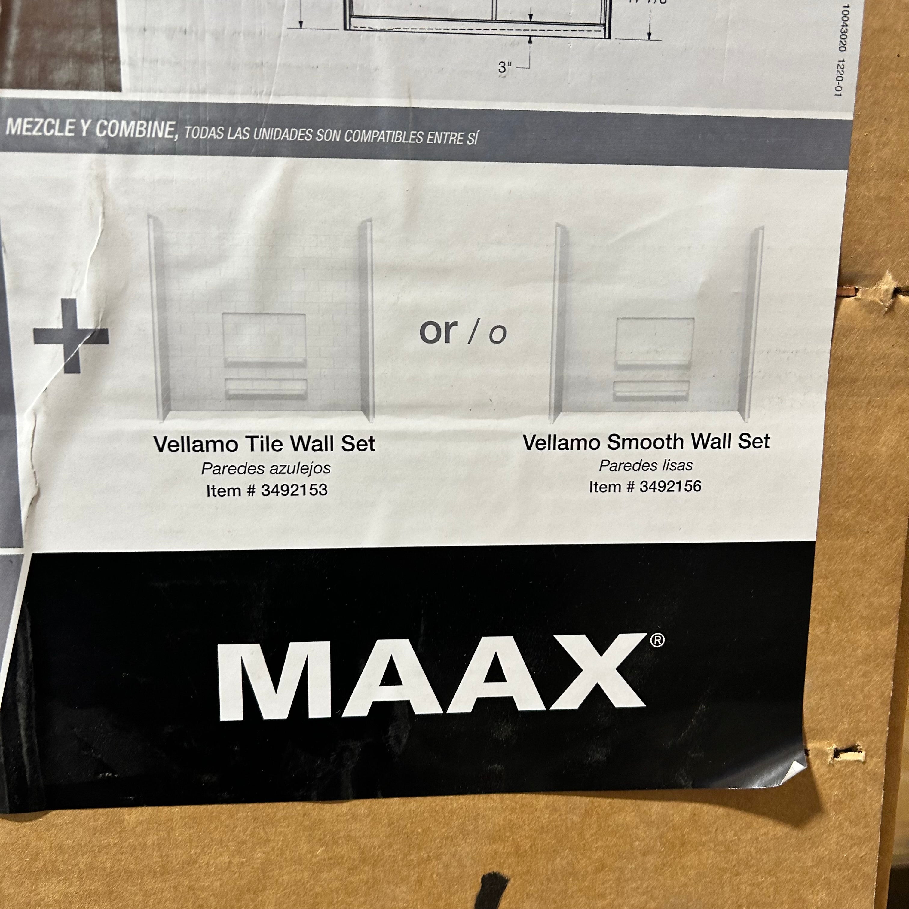 Vellamo Maxx Shower Base With Left Drain Right Seat 60"x 30"x 20 5/8"