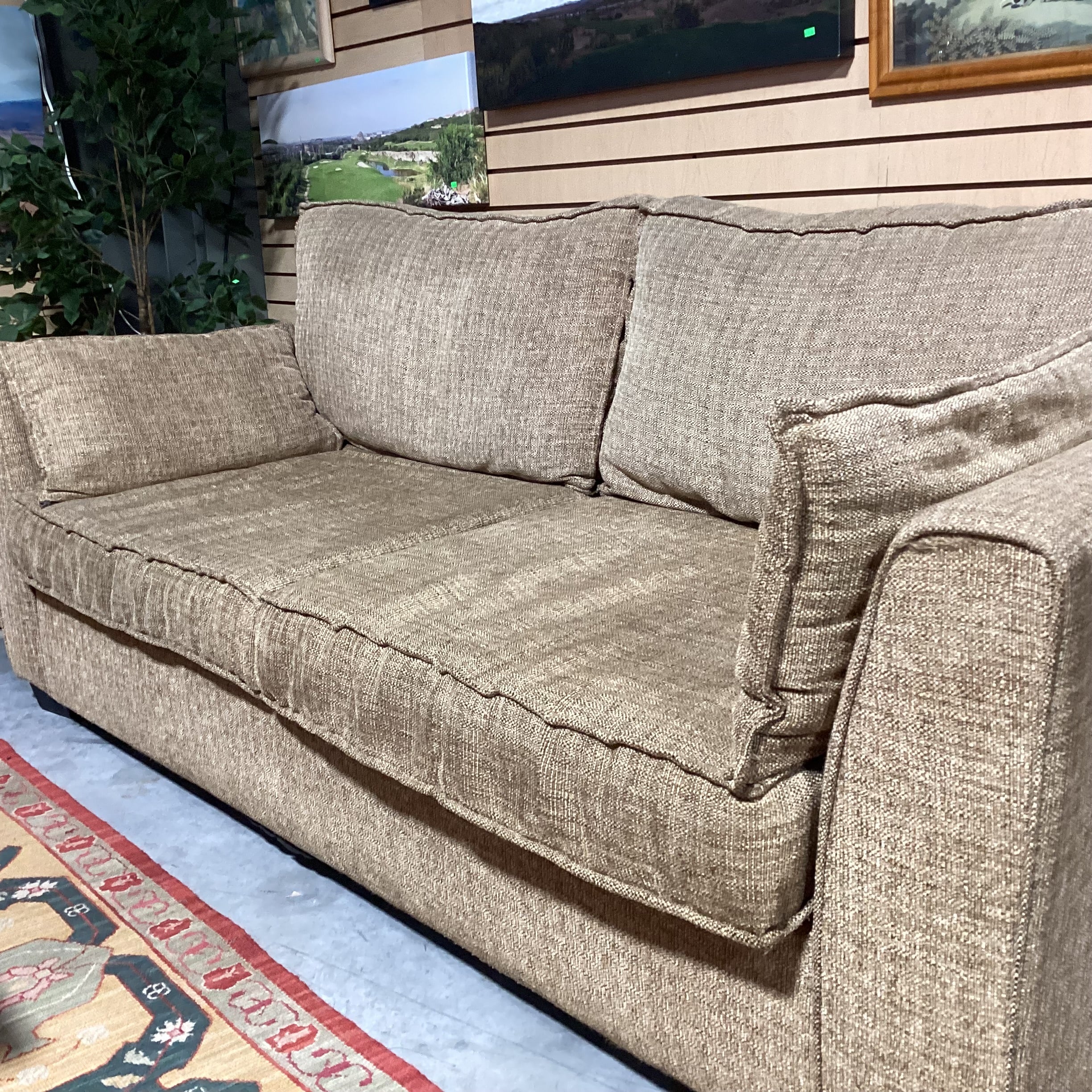 Hiatt Furniture Gold & Tan Woven Sofa 84"x 40"x 31"