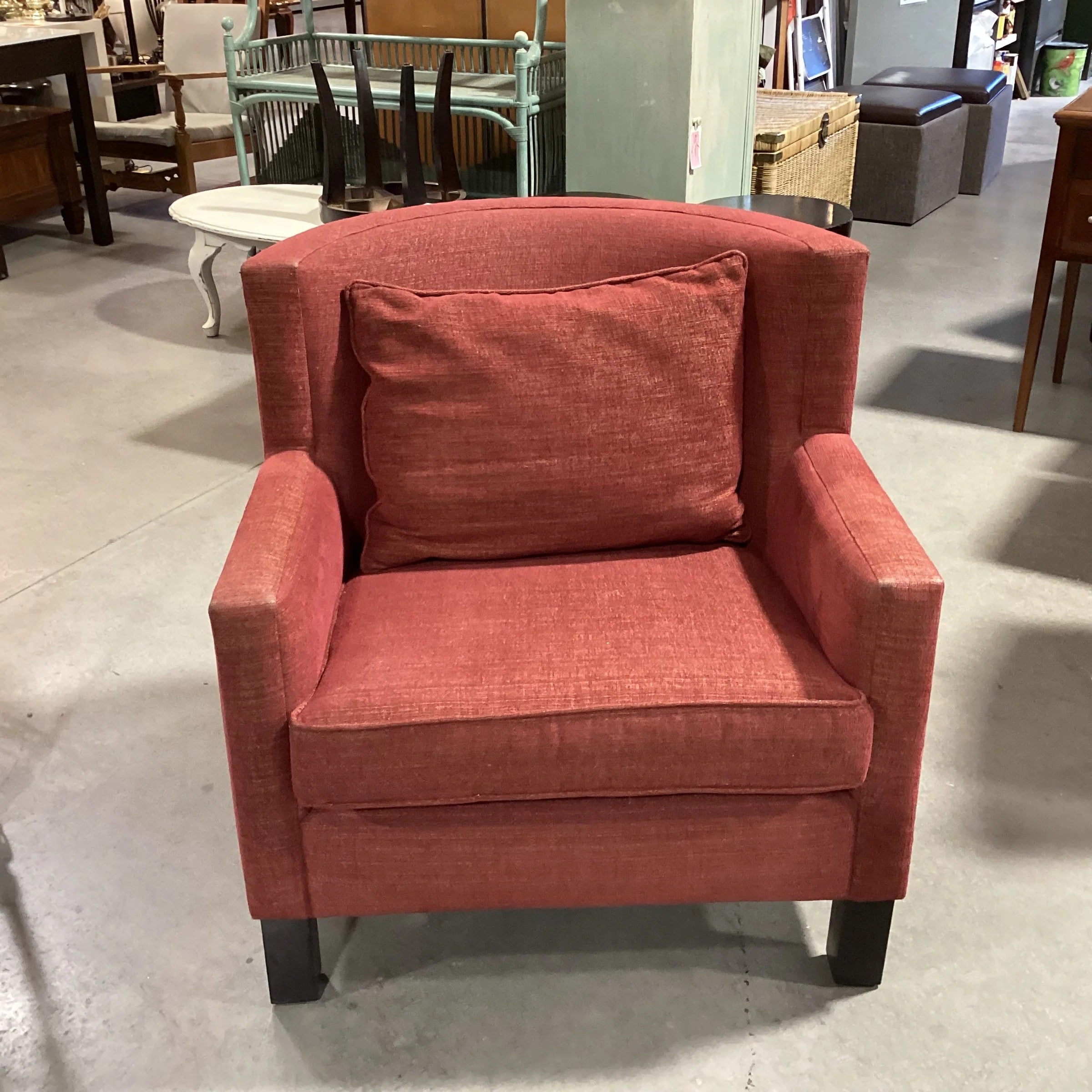 Red Gold Woven Curve Back Chair 33"x 34"x 35"