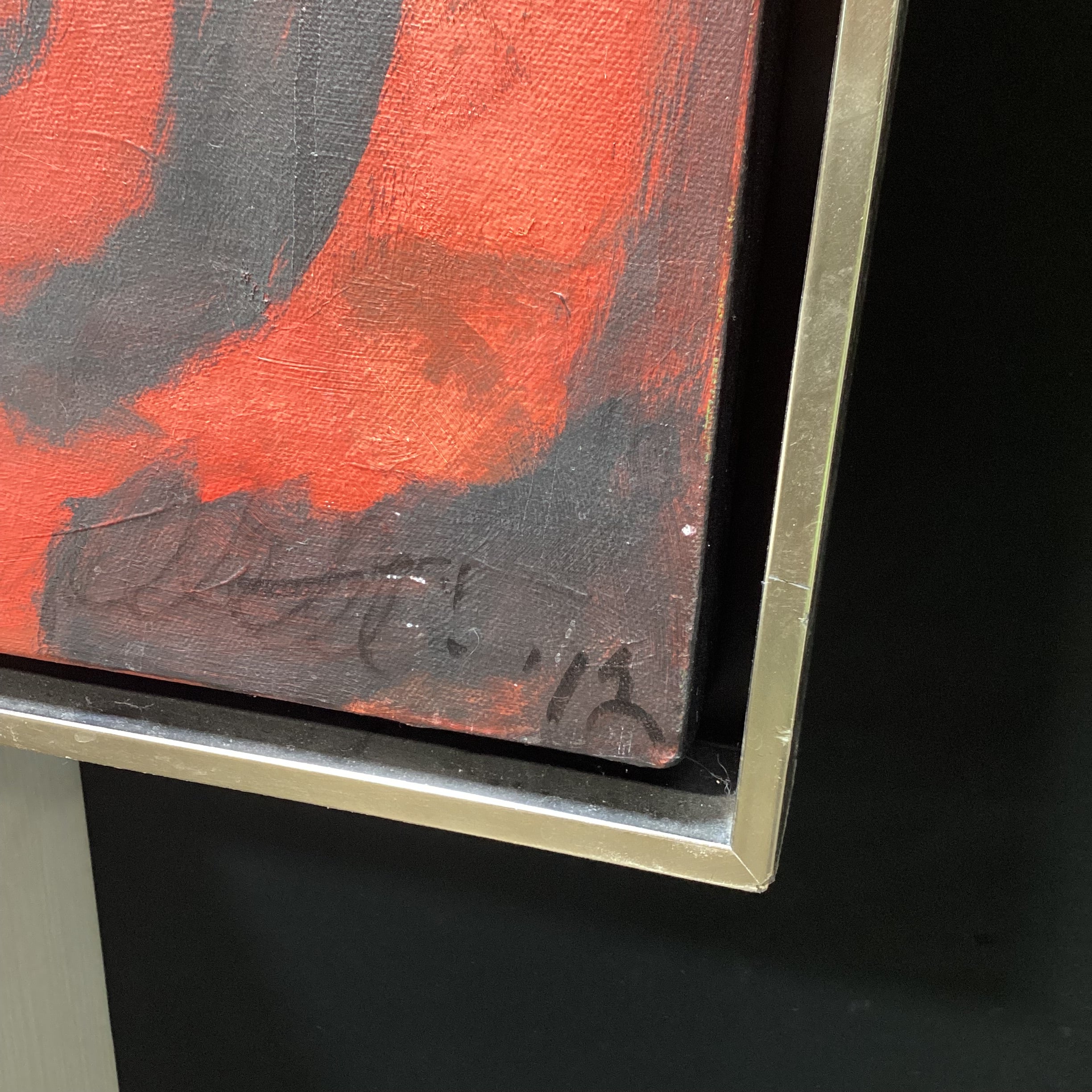 Lia Galletti Signed Original Abstract Painting In Silver Frame 41.5" x 31"