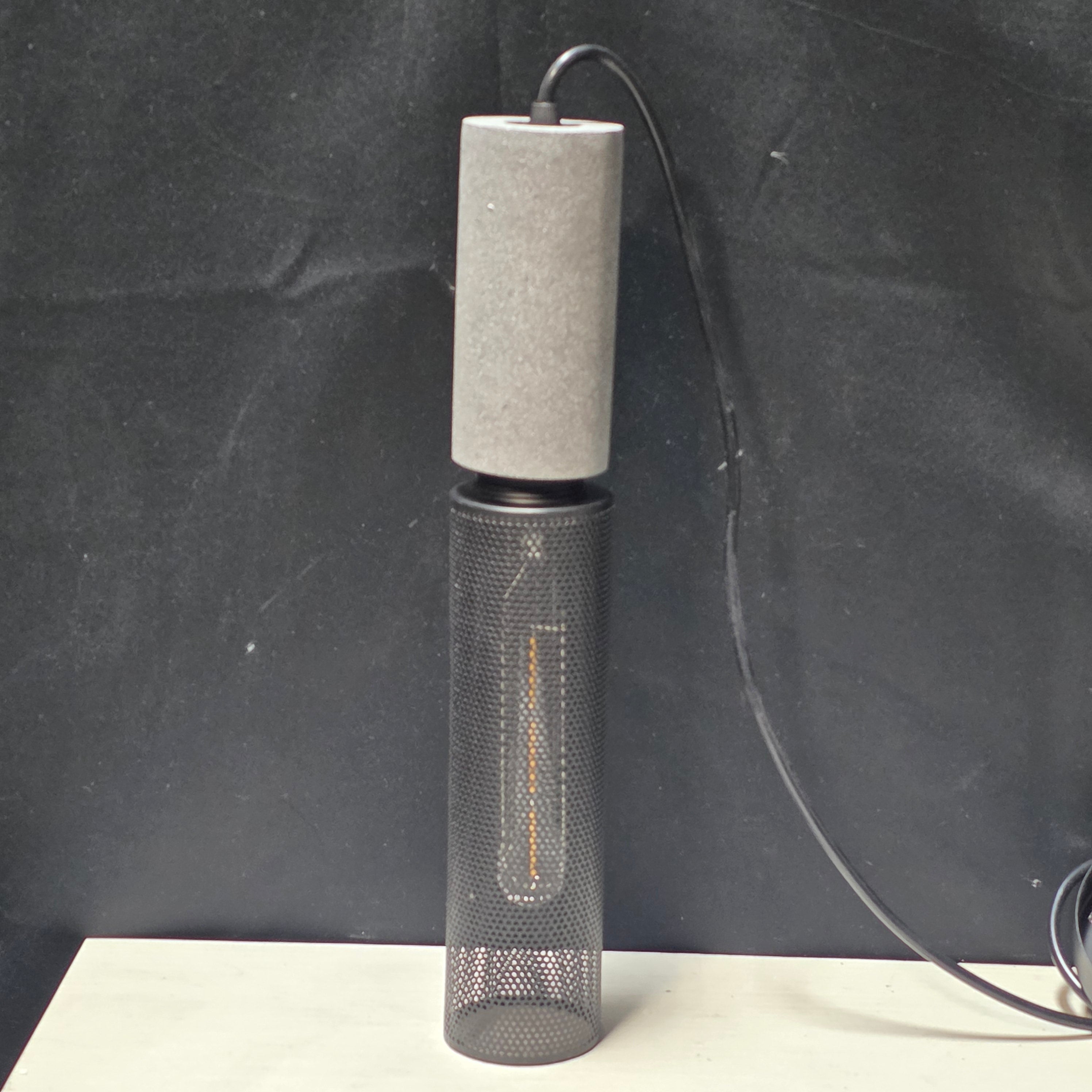 NEW Concrete Linear Caged Lightbulb Pendant  2.5"D x 14.25"