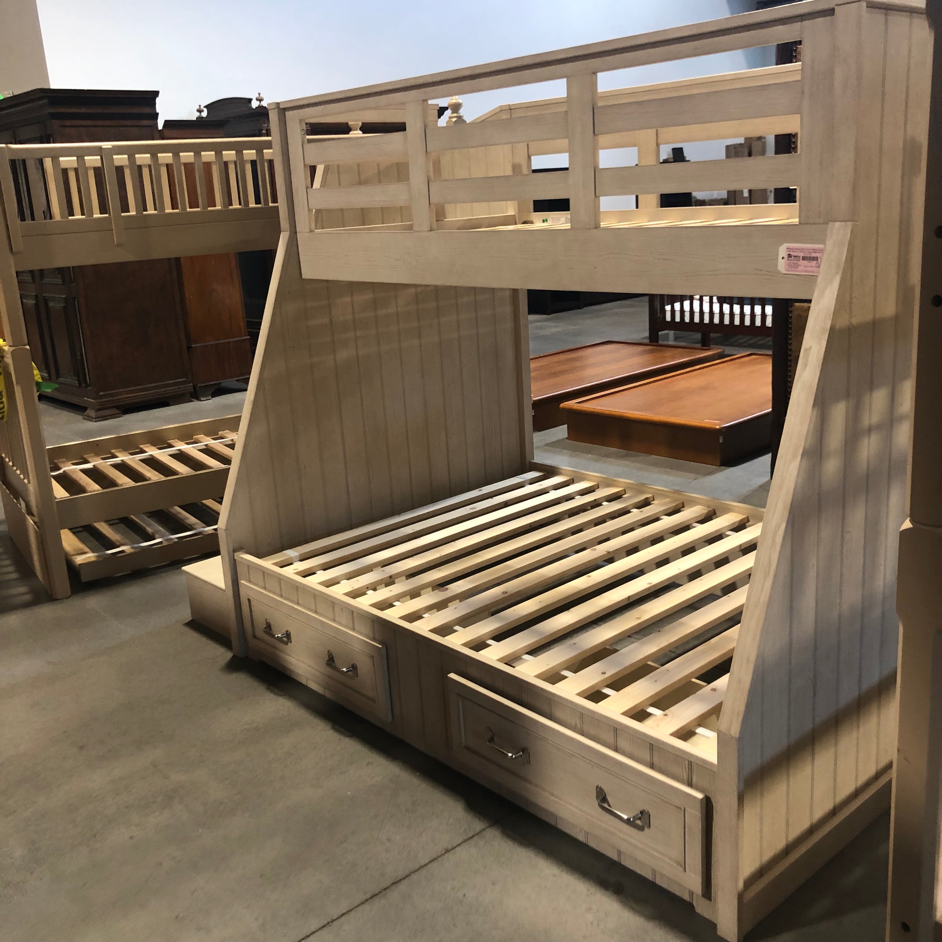 Williams Sonoma Pottery Barn Belden Twin Over Full with Stairs & 2 Drawer Storage Bunk Bed Set 98"x 57"x 70.5"