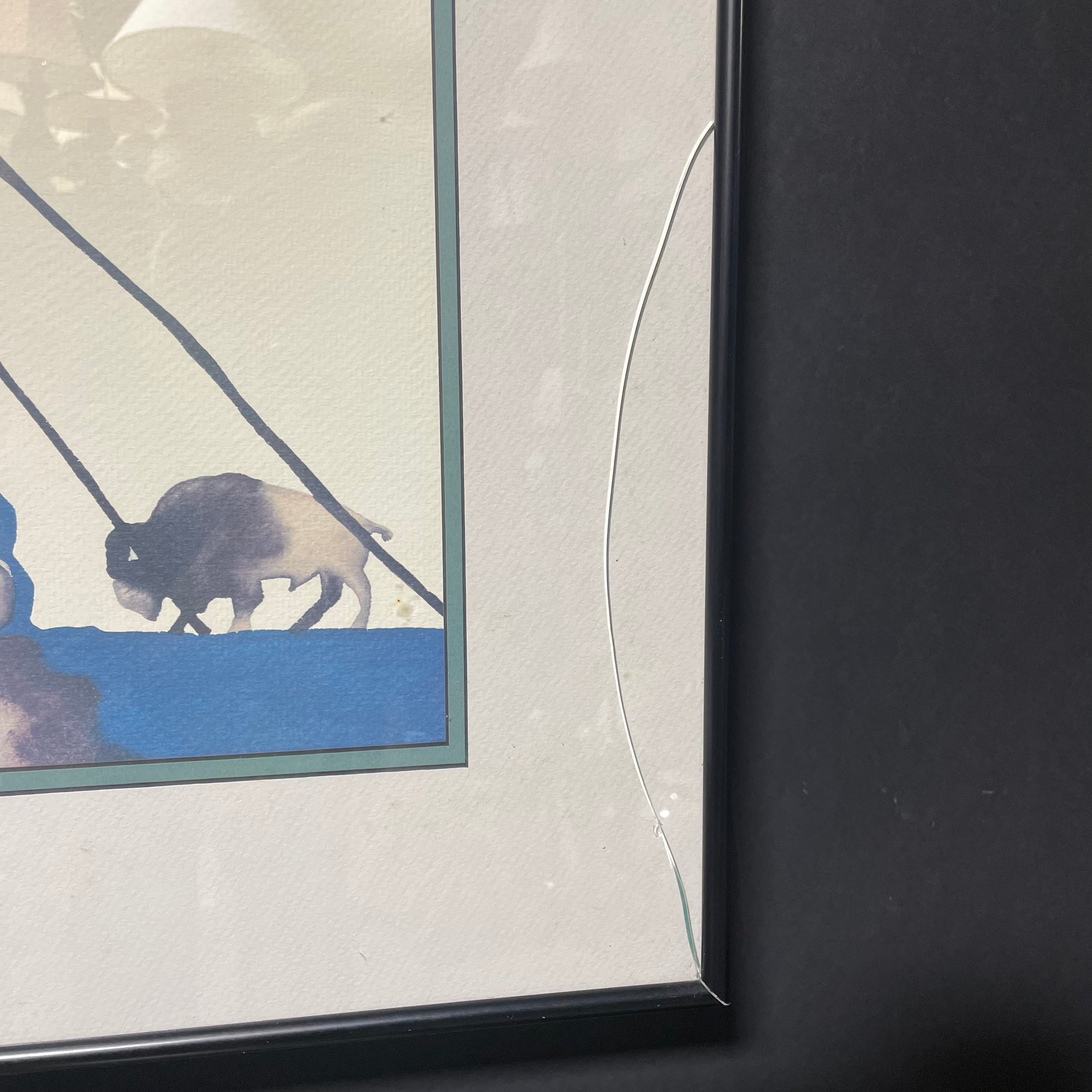 Sam English Signed/Dated "That Meeting" Print In Black Frame 37" x 29"