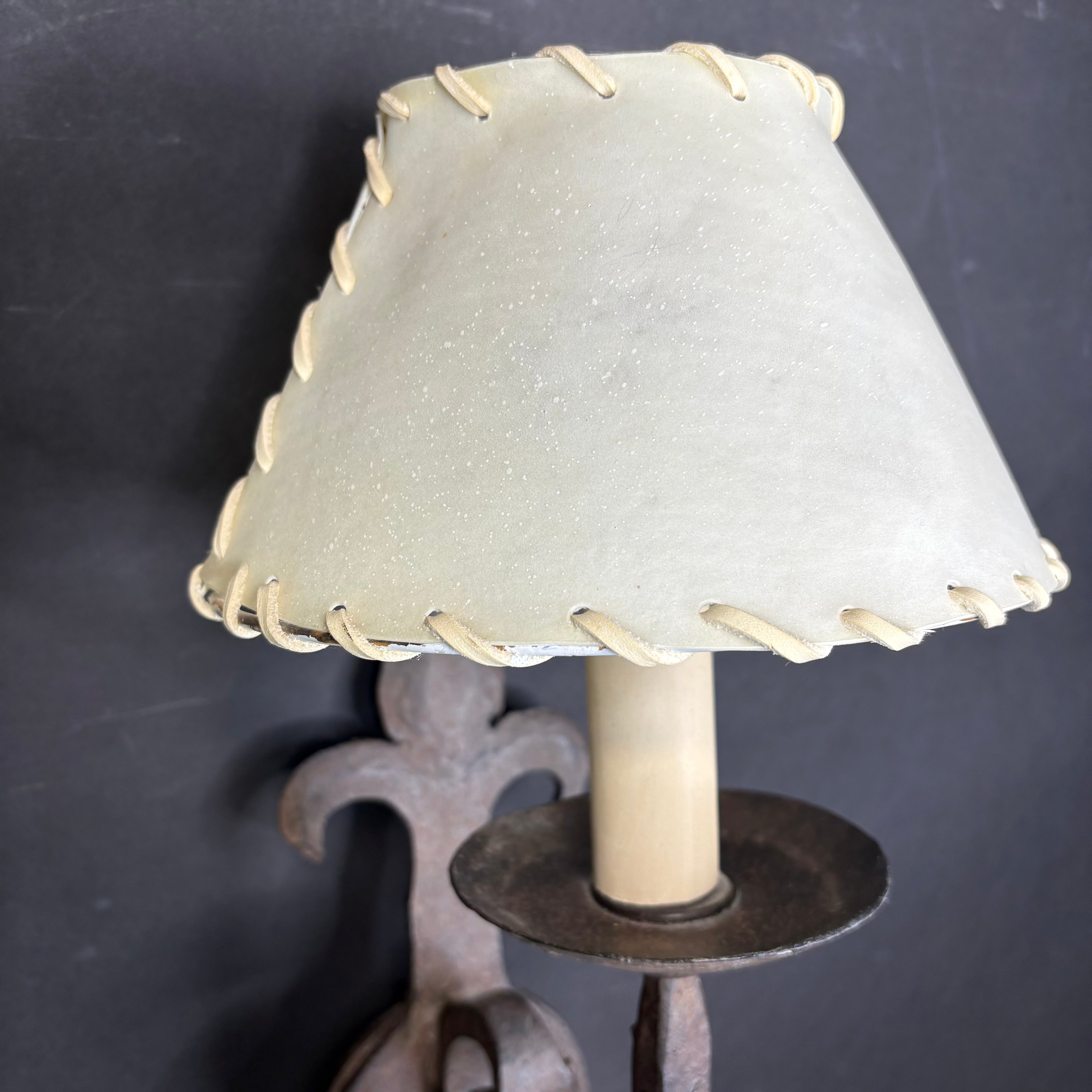 Rustic Hand Forged 1-Light Iron Scroll with Shade Wall Sconce 8”x 18”x 10”