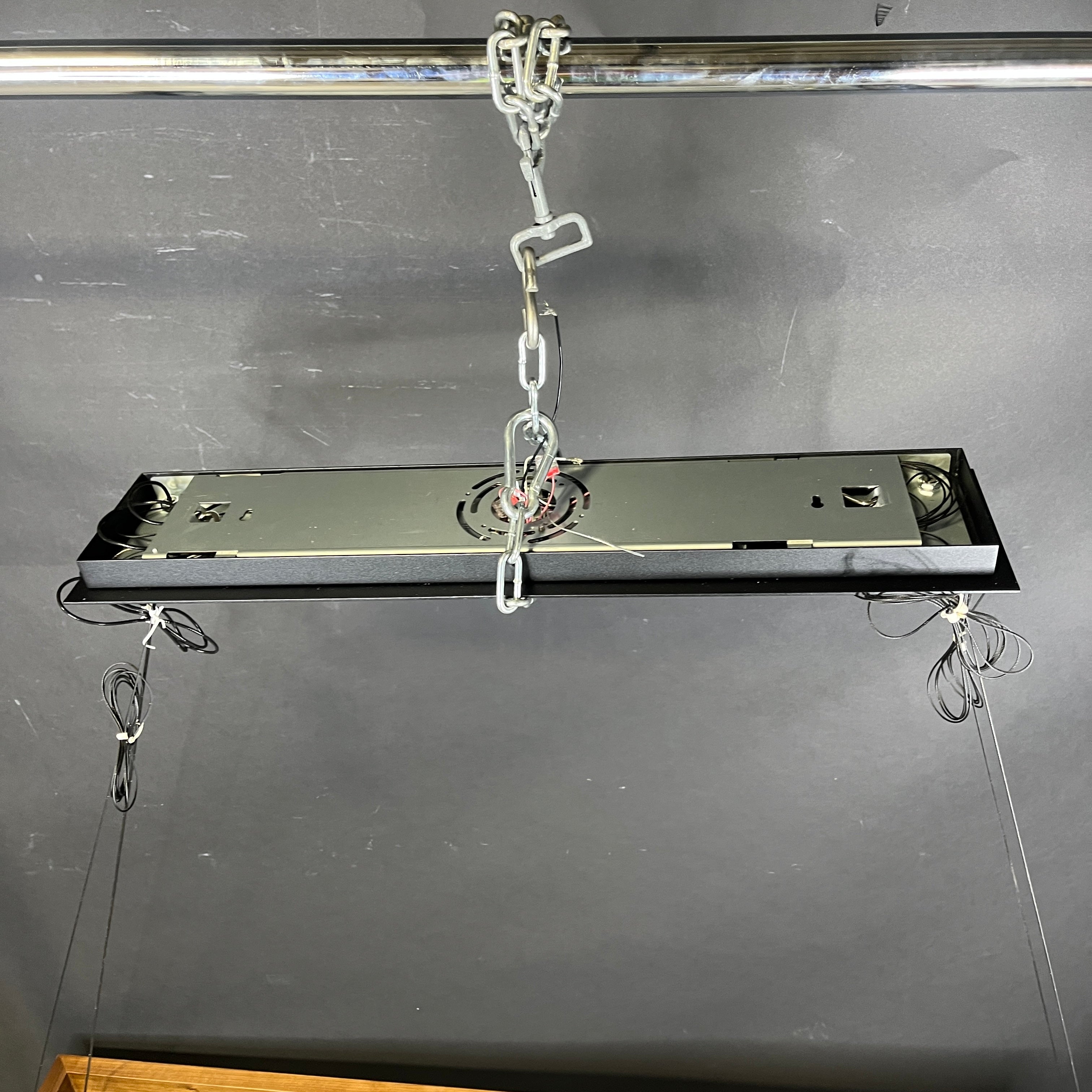 Modern Forms Hustler LED Dark Walnut and Black Metal Linear Chandelier 54”x 14”x 24” - 118”