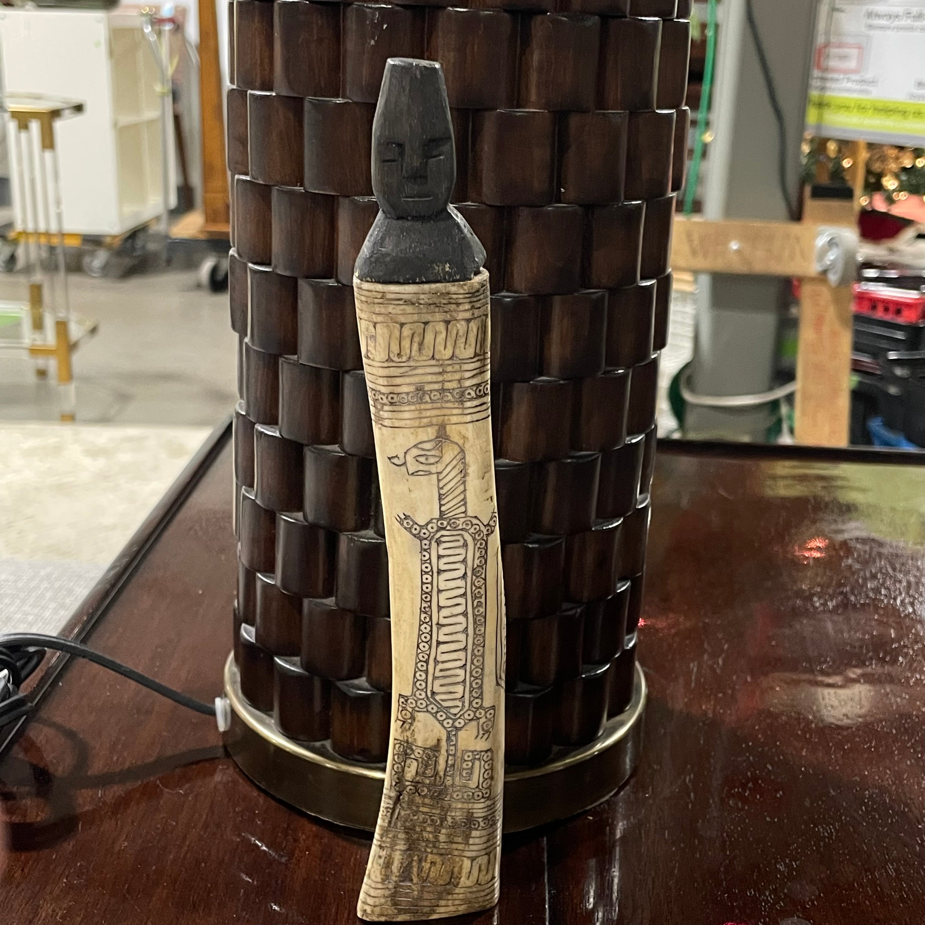 Vintage Batak Tribal Handcarved Medicine Bone, 1.5" x 9.25"