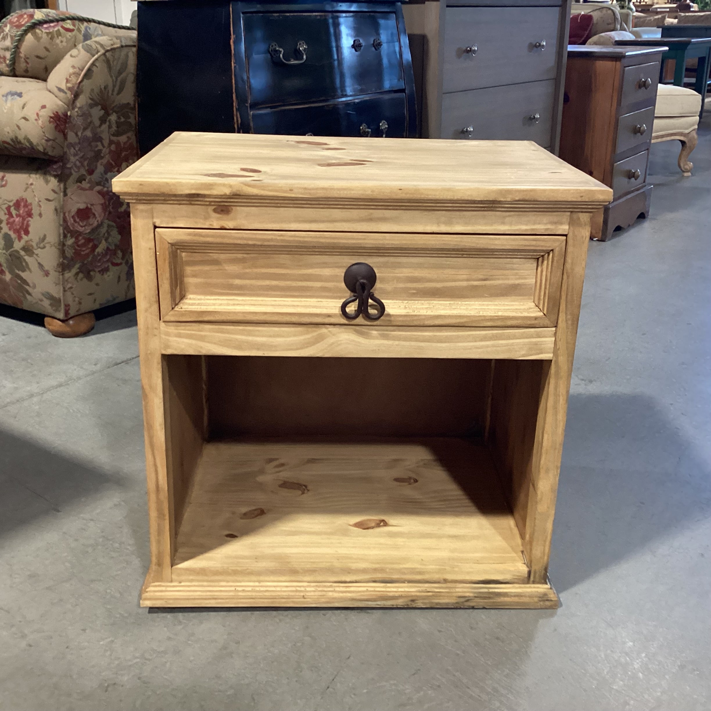 Rustic Pine 1 Drawer Open Cubby End Table 23.5"x 17.5"x 23.5"