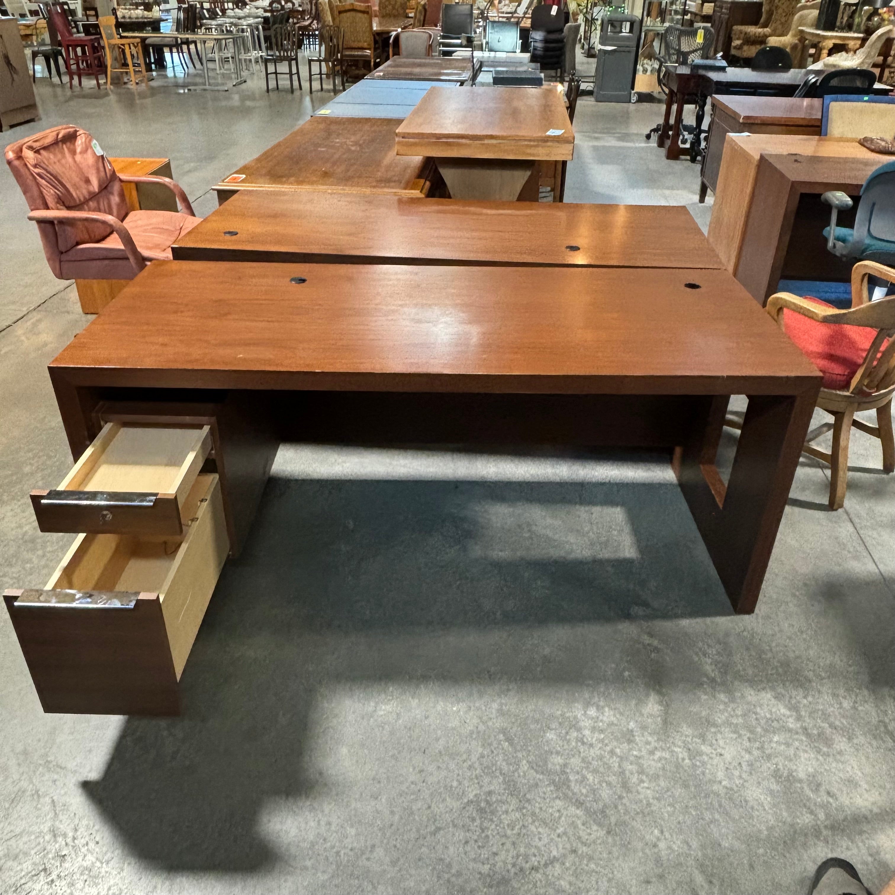 Medium Finish Solid Wood with 2 Soft Close Drawers Executive Desk 72"x 30"x 30"