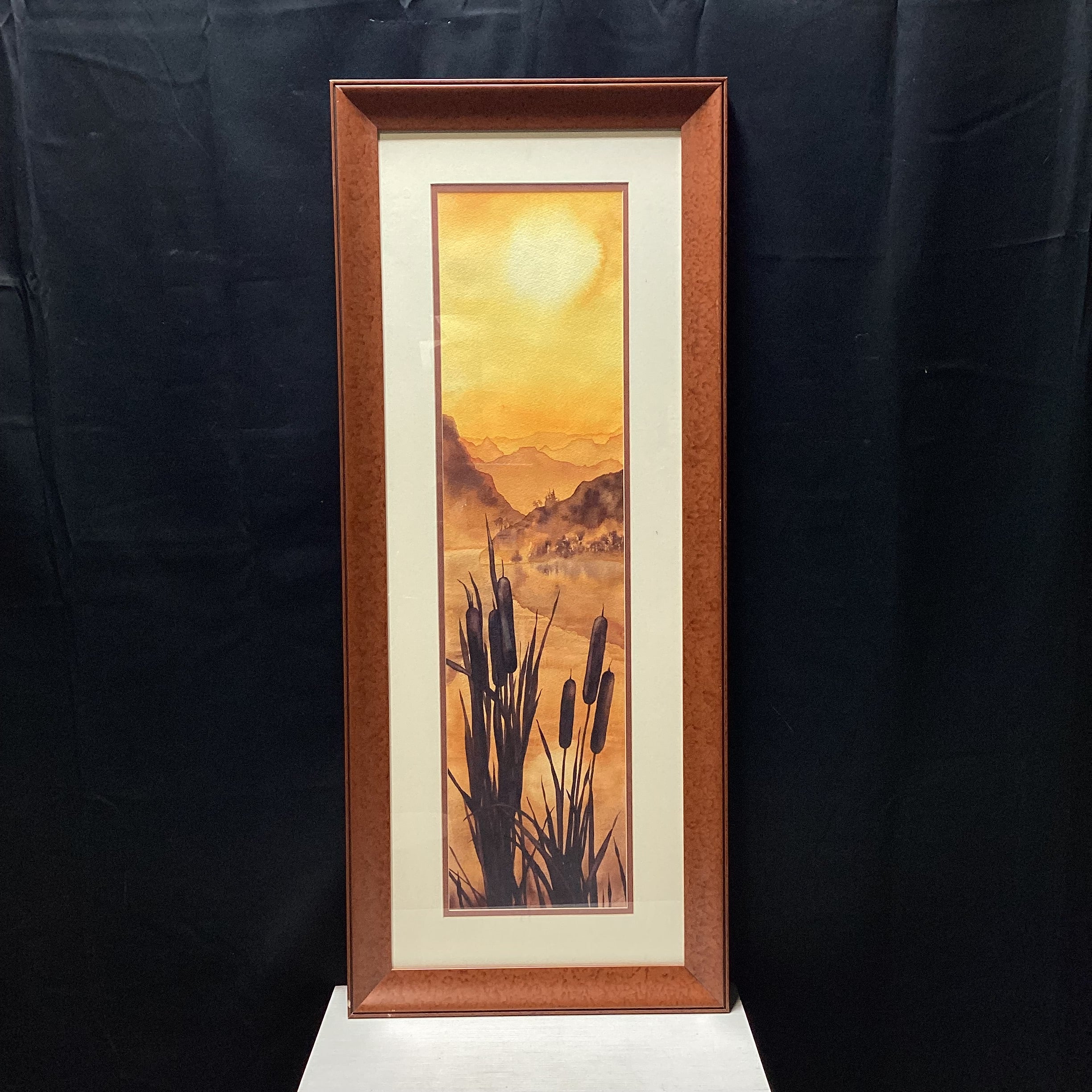 J. Billings Signed Original Cat Tail Watercolor 18" x 44"