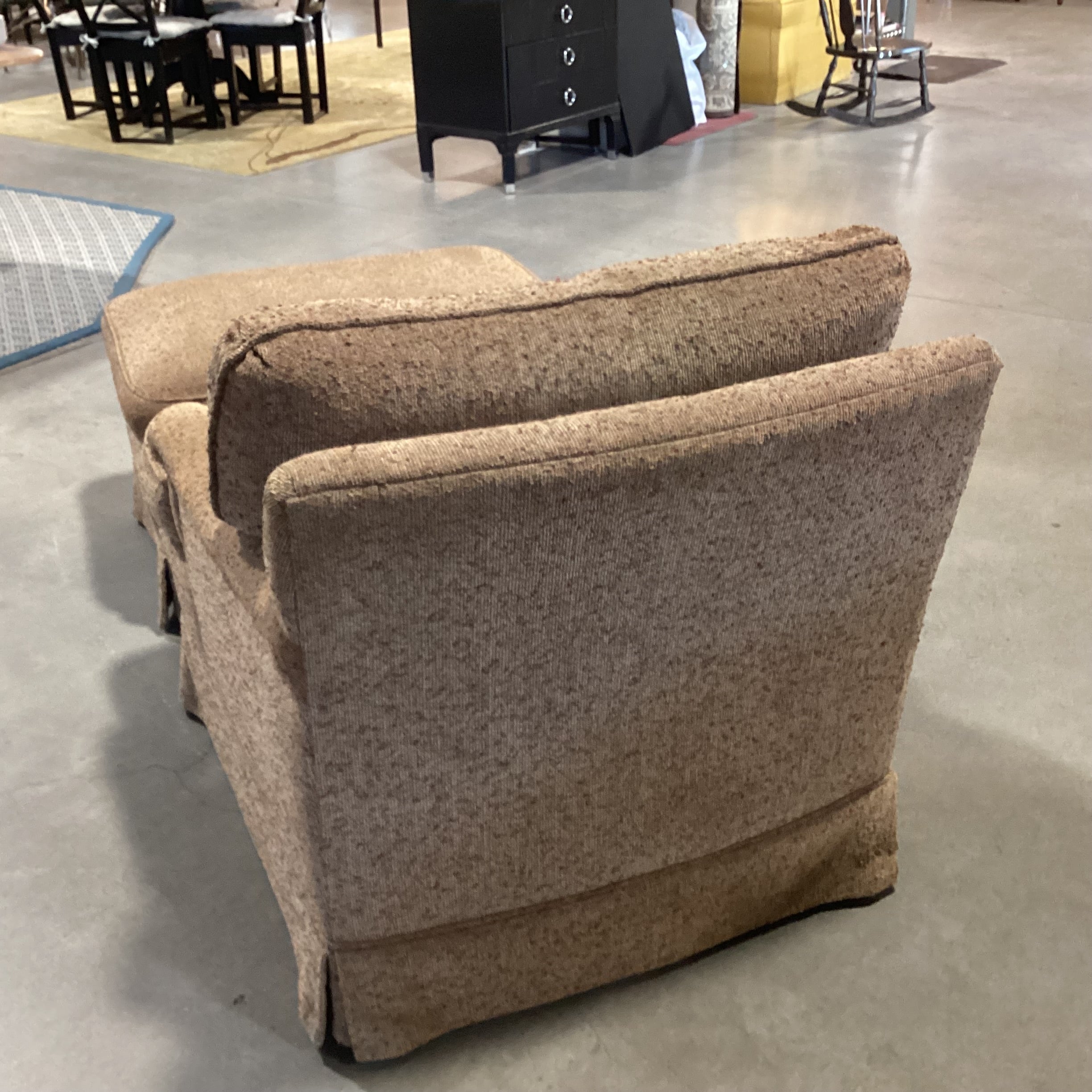 Brown Nubbed Woven With Ottoman Chair 35"x 38"x 32"