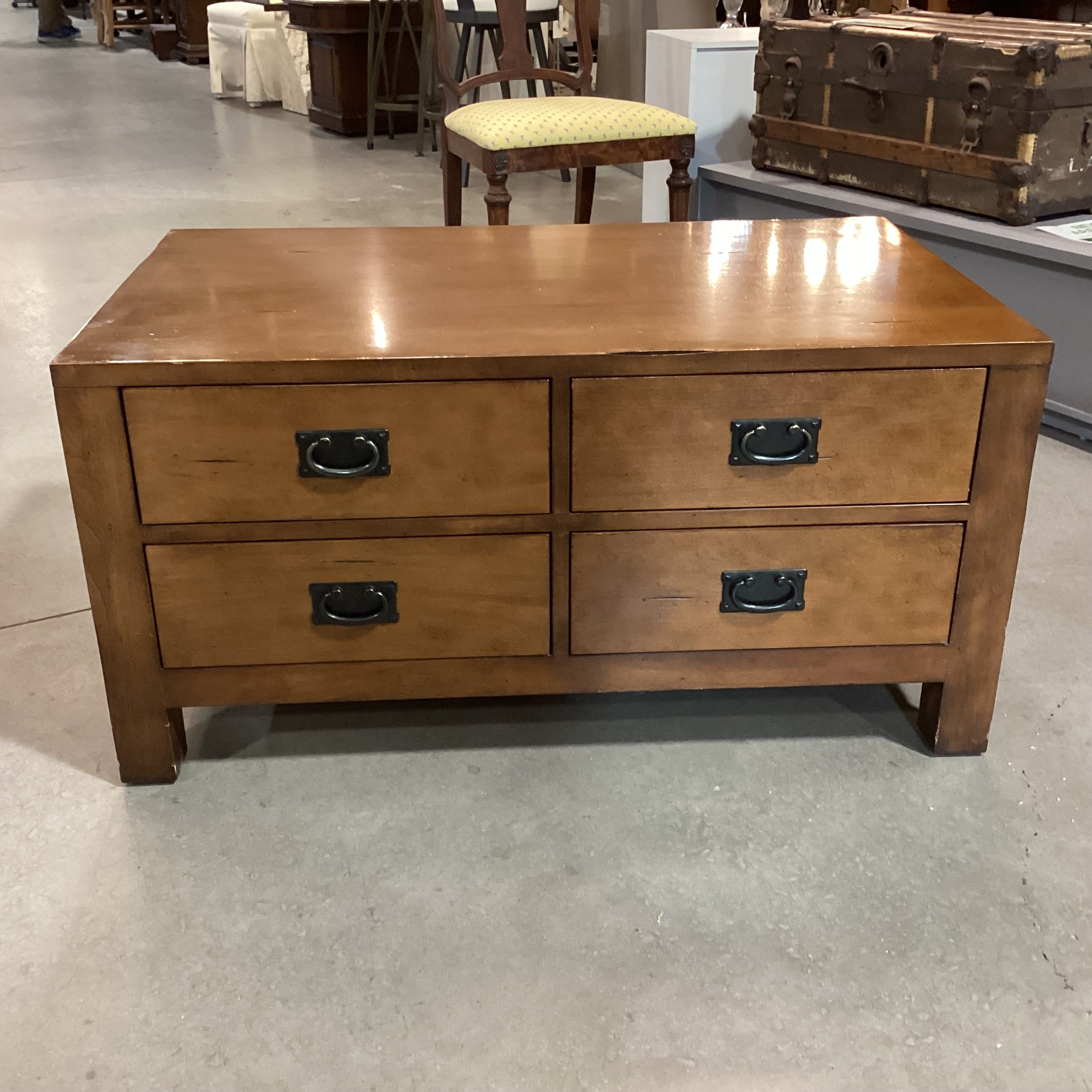 Distressed Finished Wood 4 Drawer Coffee Table 40"x 24"x 20"