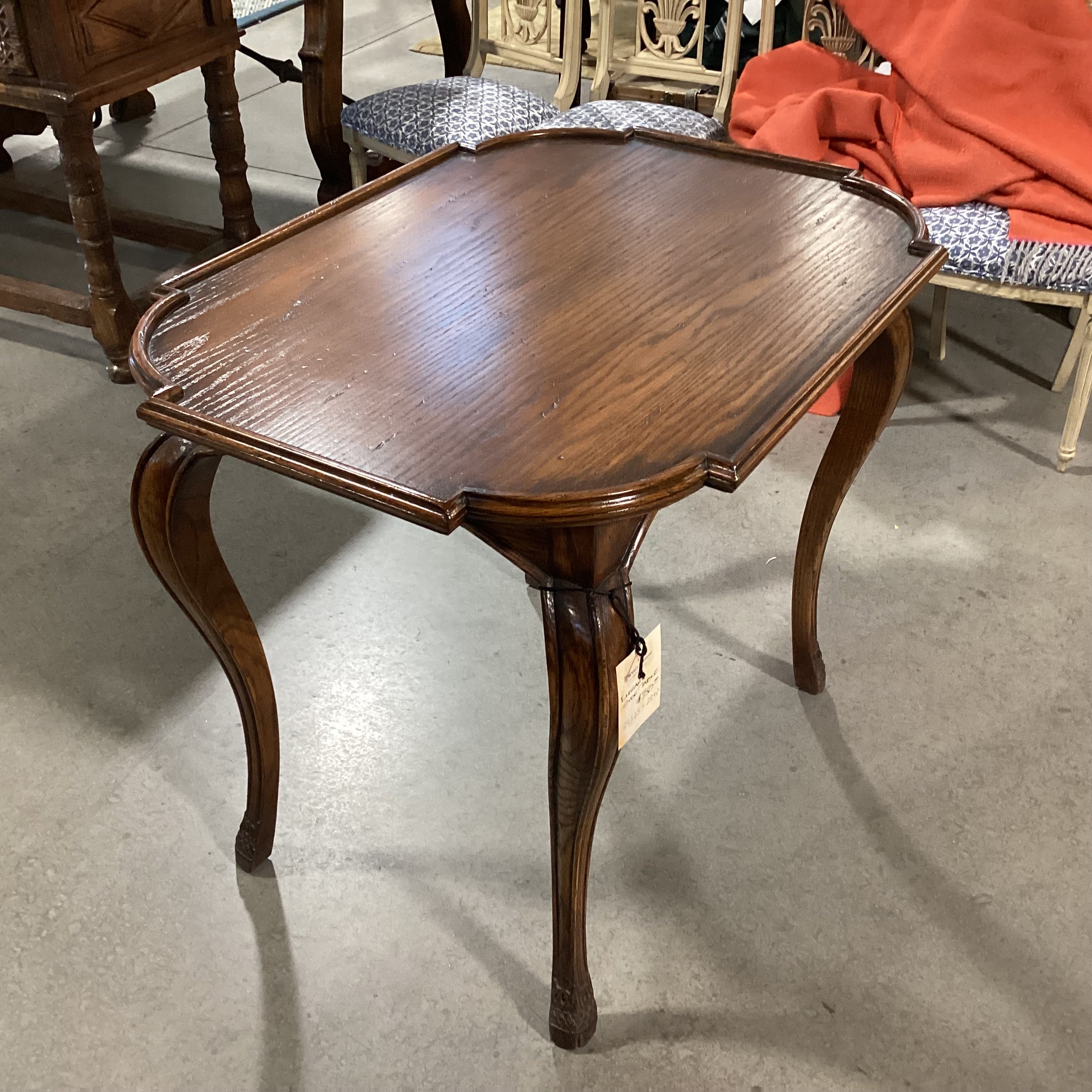 Ornate Carved Finished Wood Accent Table 35"x 26"x 28.5"