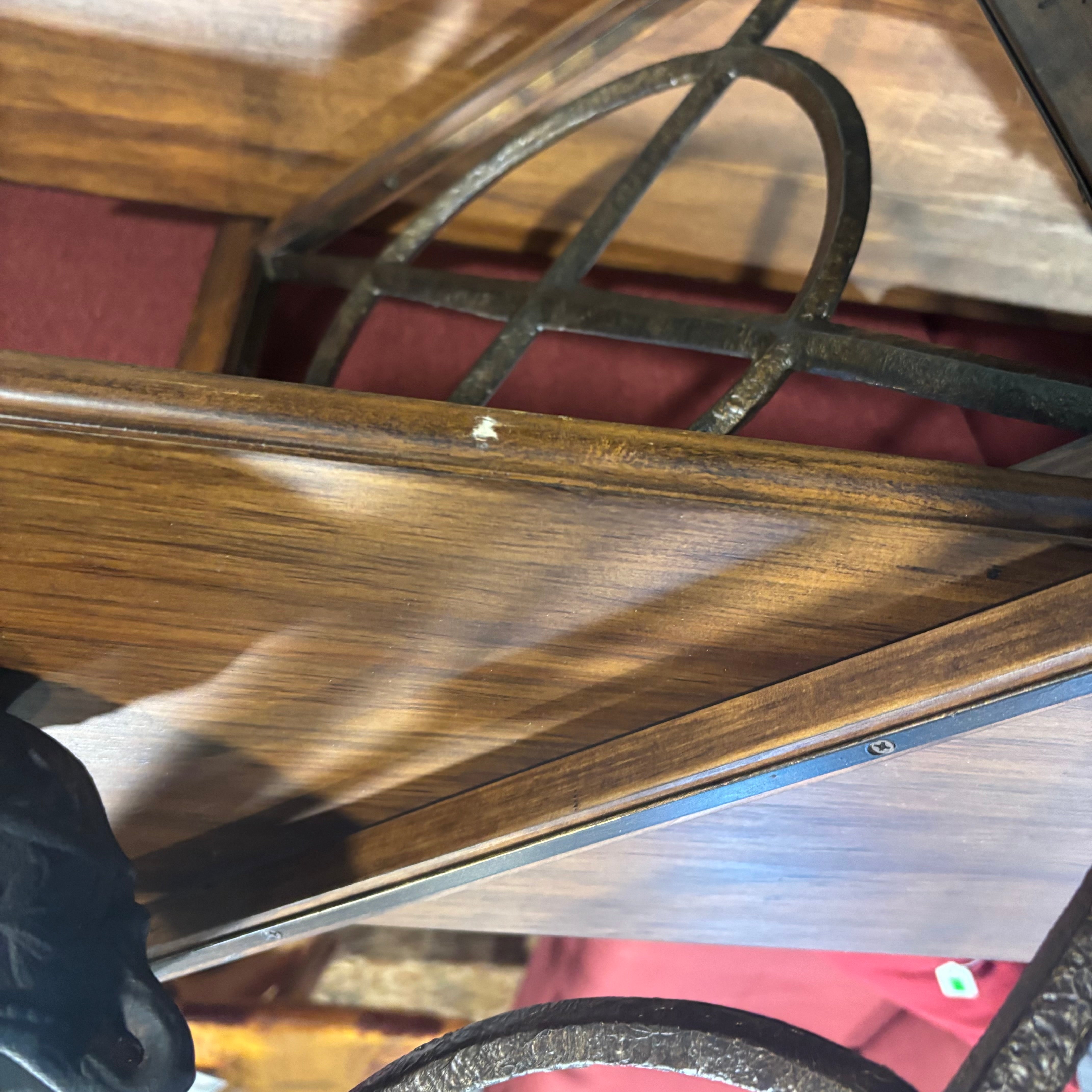 Solid Dark Finish 3 Tier Wood Shelf With Iron Like Accents 68"x 14"x 72.5"
